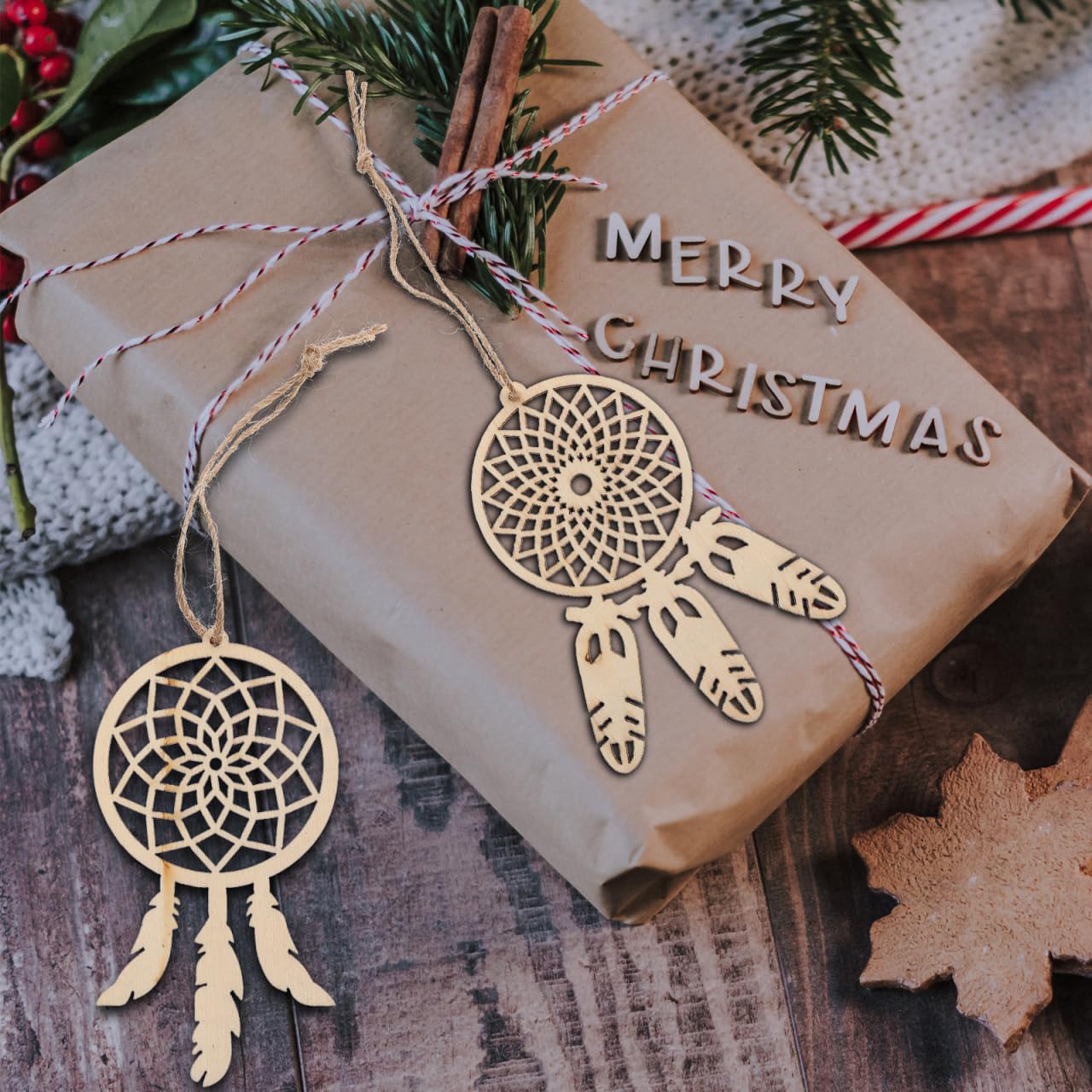 COHEALI 40pcs Wooden Dreamcatcher Arts and Crafts for Dreamcatcher Kit Wood Crafts for DIY Kits Wooden Hanging Ornaments Kit Unfinished Dream Catcher Wood Dream Catcher Paper Cut