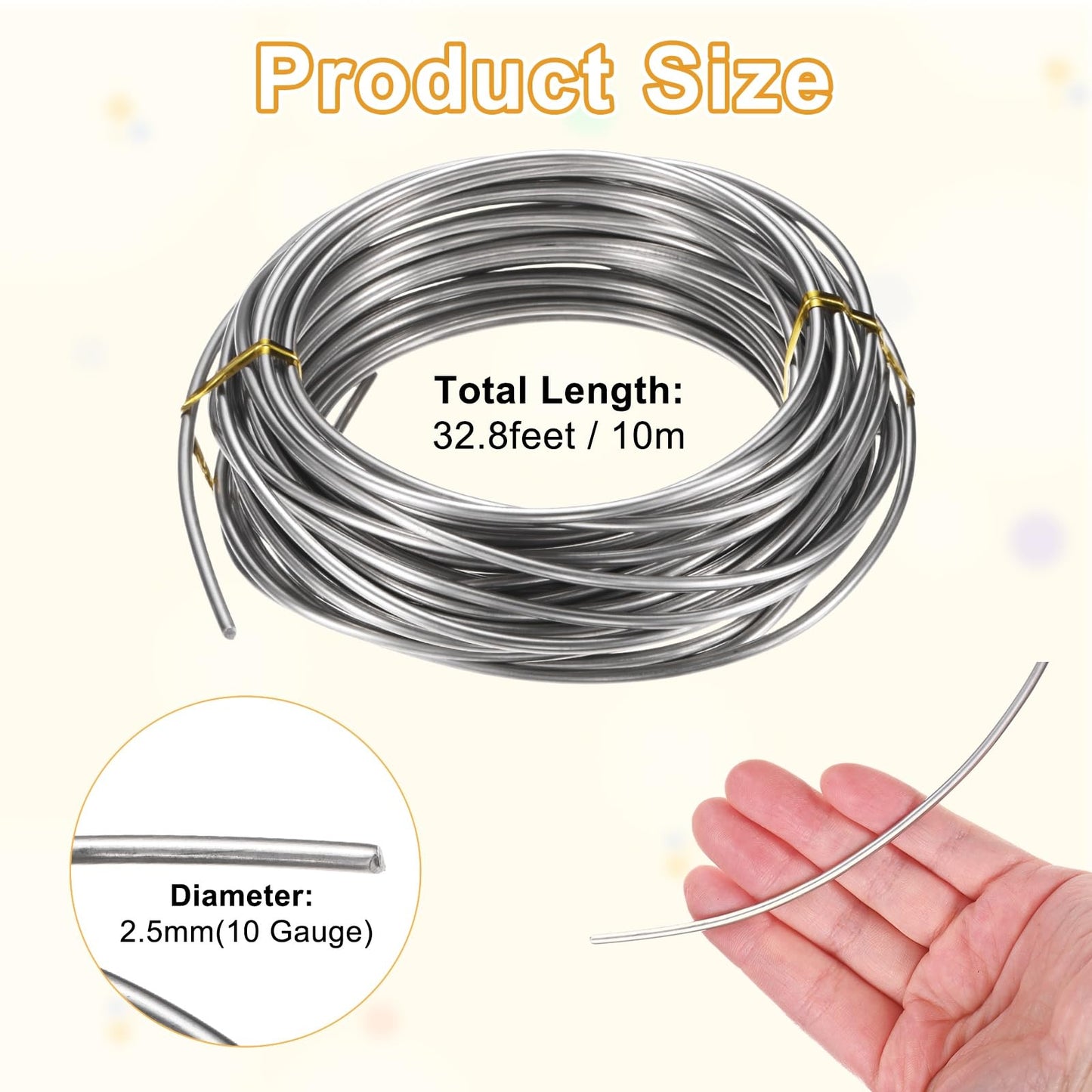M METERXITY 10 Gauge Stainless Steel Craft Wire, 2.5mm 32.8 ft Bendable Floral Snare Wire for Jewelry Making/Sculpting/Armature Crafting/Floral Bonsai/DIY Crafts