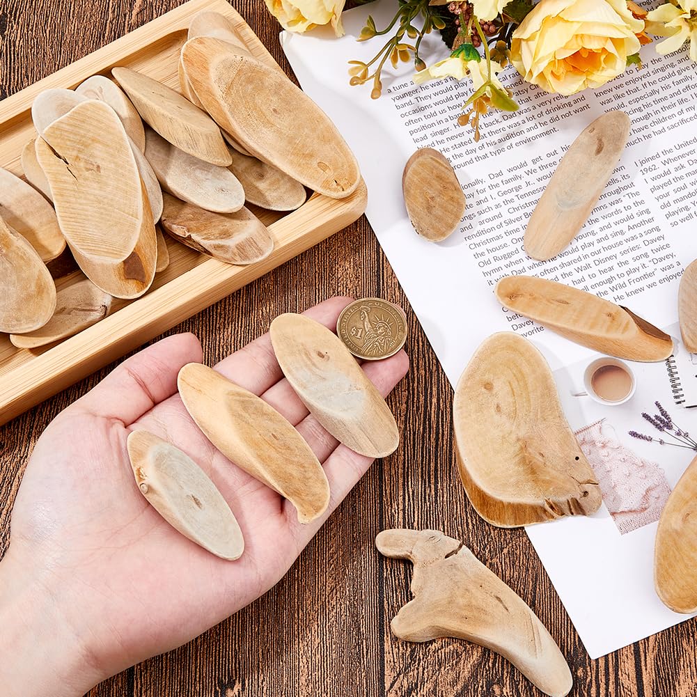SUPERFINDINGS 300g Natural Driftwood Pieces DIY Dried Wood Sticks Oval Wooden Craft Slices Frames Wreath Surf Art Beach Decor for Crafting Card Making Embellishments Photo Props