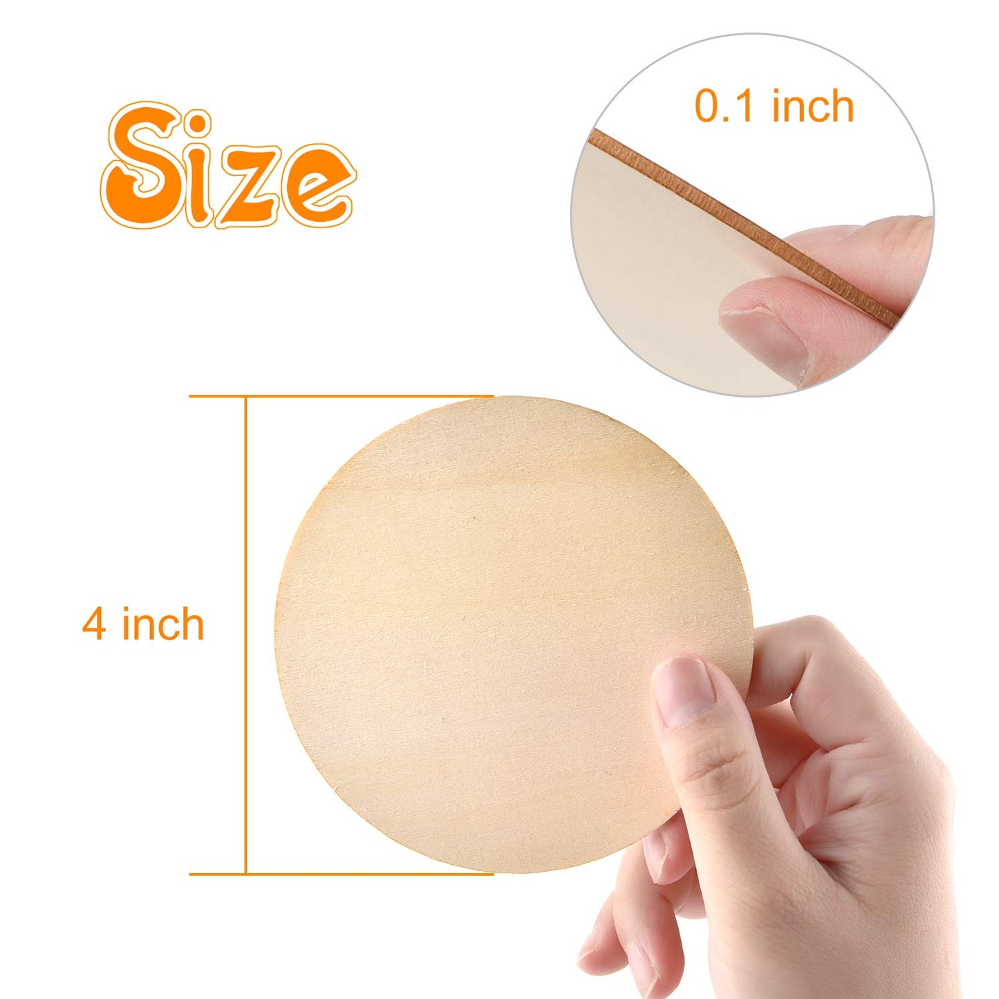 Coopay 60 Pieces 4 Inch Wooden Circles, Unfinished Round Wood Slices Natural Wooden Cutouts for Door Hanger, Painting, Wedding, Home Decoration DIY Wood Craft Supplies