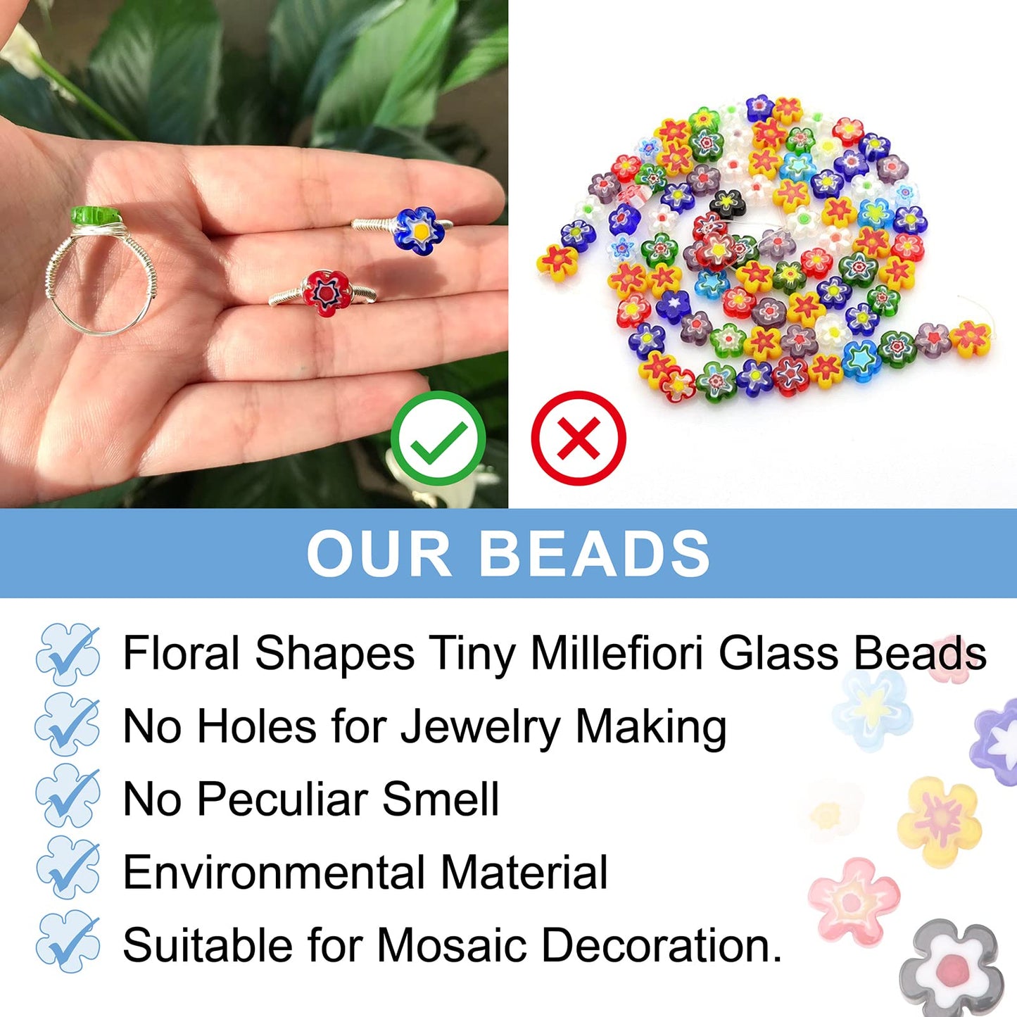Youway Style Millefiori Glass Mosaic Tiles for Crafts, Flower Mosaic Glass Pieces for DIY Crafts Supplies,Mosaic Garden Craft Kits