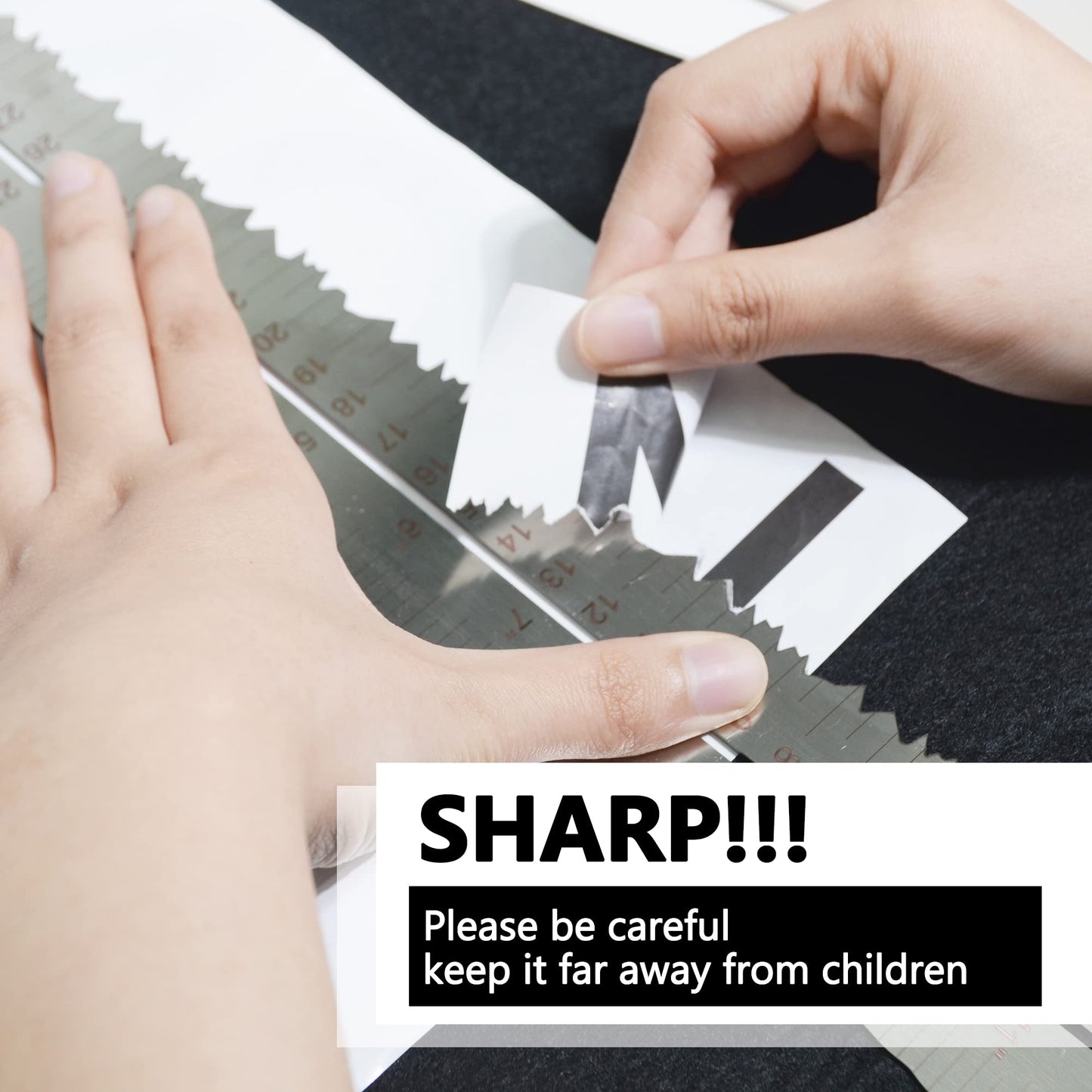 UPTTHOW 3PCS Stainless Steel Metal Paper Tearing Ruler Craft Ruler for Cutting Paper to Wavy Line Jagged and Irregular Edges 12'' Measuring Tool for Engineering School Office Architect and Drawing