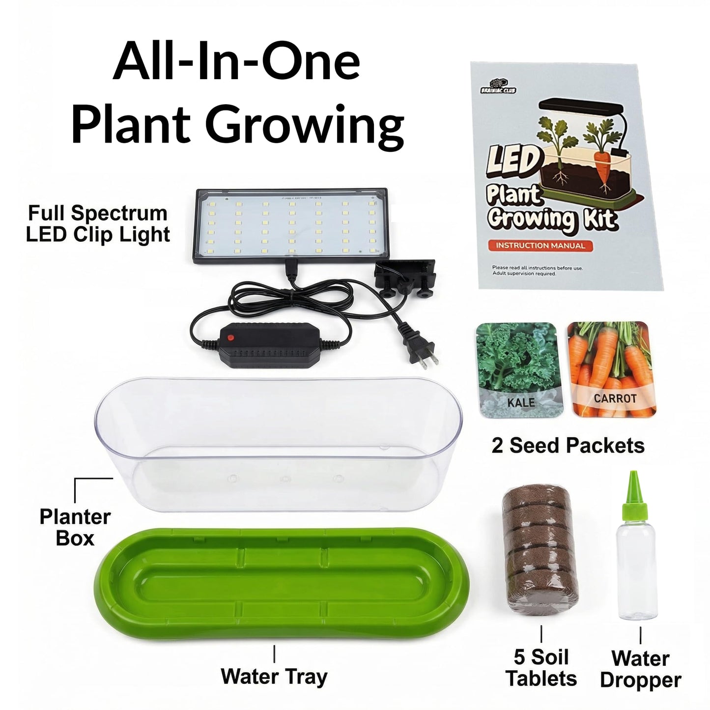 Plant Growing Kit with LED Grow Light & Root Viewer Window, Indoor Garden Kit for Kids & Beginners, STEM Kit, Vegetable & Herb Garden, Indoor Gardening, Science Kit for Kids - Grow Your Own Plant