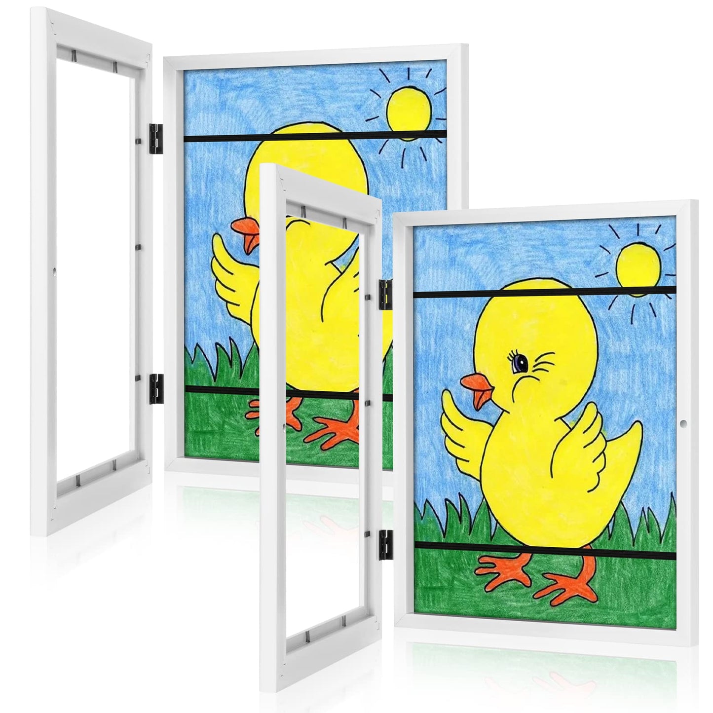 [2-Pack] Kids Art Frames, 8.5x11 Front Opening Kids Artwork Frames Changeable, White Artwork Display Storage Frame for Wall, Holds 50 Pcs, for 3D Picture, Crafts, Hanging Art, Portfolio