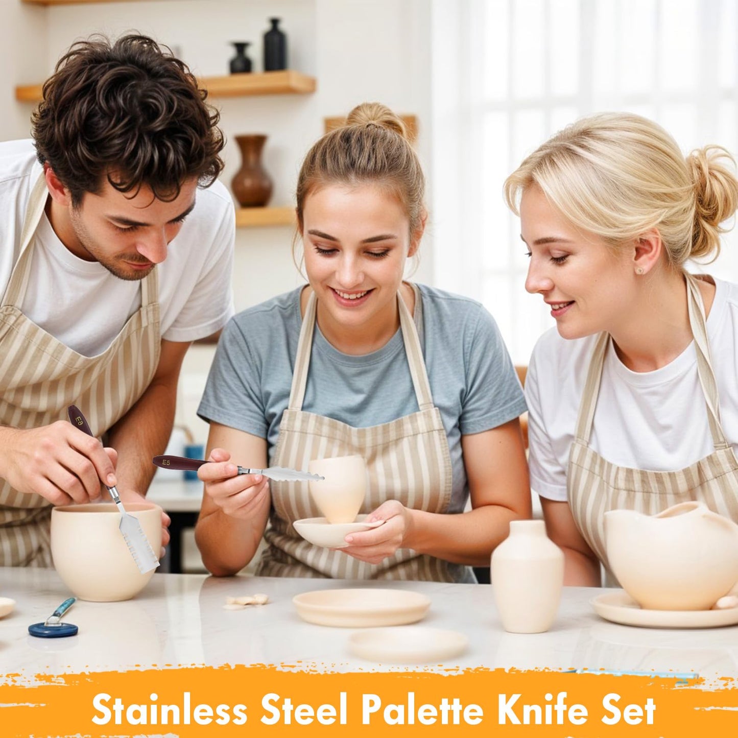 MBAIYO 27 Pcs Palette Knife Set, Stainless Steel Painting Knife Set Wood Handle Palette Knives Paint Spatula Pallet Knives for Acrylic Paint Tools for Canvas Oil Painting Mixing and Texturing