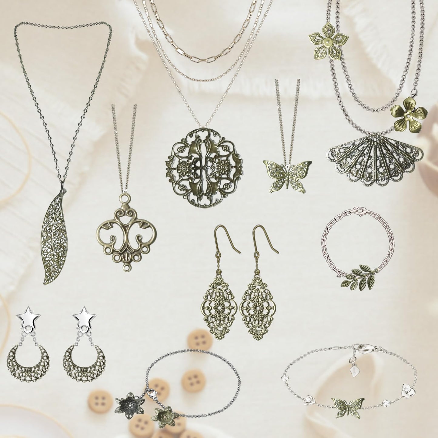 120pcs Filigree Metal Embellishments Metal Charms 20 Styles Antique Bronze Charms for Jewelry Making, Steampunk Art, Hairpins, Headwear, and DIY Crafts (6pcs each)