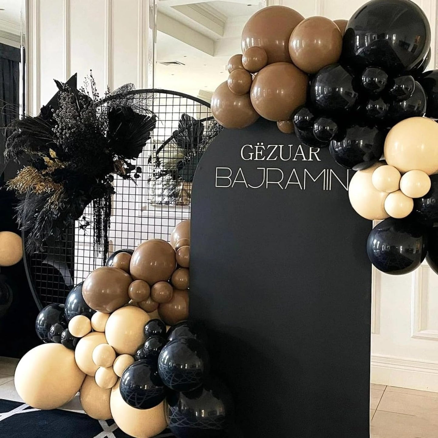 Brown and Black Balloon Garland Arch Kit, Nude Dark Brown Tan Black Gold White Sand Latex Party Balloons for Cowboy Western Wild West First Rodeo Country Farm Baby Shower Birthday Party Decorations
