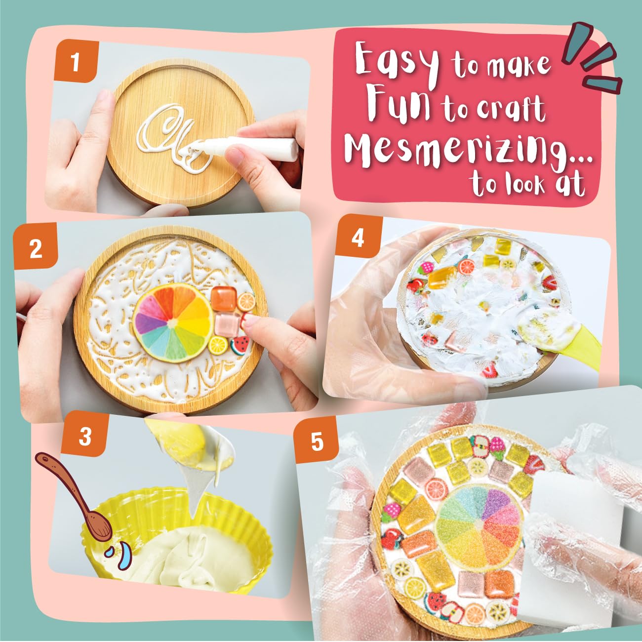 Glittery Garden Mosaic Craft Kit - Decorate Your Own Unicorn and Rainbow Design Coaster with Glass Tiles. Birthday Gift, Fun DIY Art and Craft Supplies. Girls, Kids & Teens Activity Kit