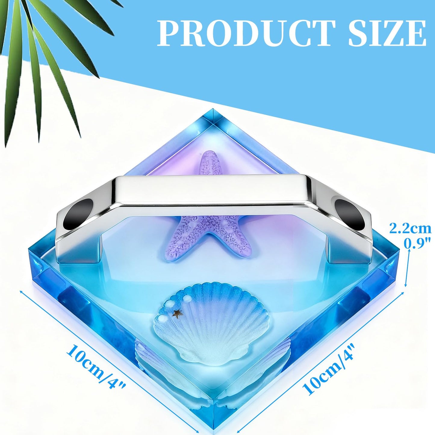 HTV Cooling Block with Handle, Craft Tool Cooler for Heat Press Accessories and Supplies, DTF Transfer Film& Heat Press Paper Vinyl Accessories, DTF Cooling Block with 4"x4"（Ocean Star）