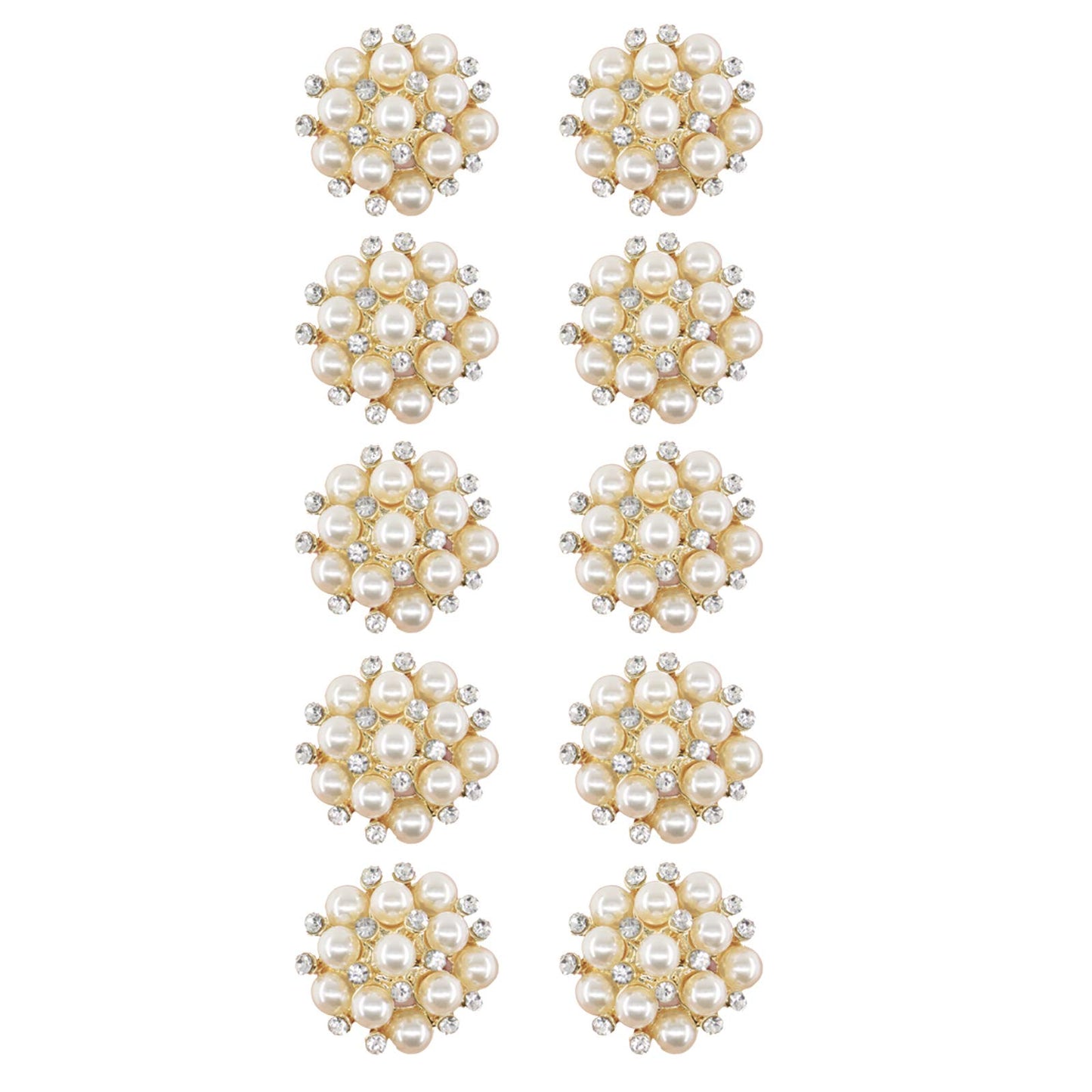 Jerler 10 Pcs Pearl Rhinestone Buttons Crystal Embellishments Sew on Clothing Buttons
