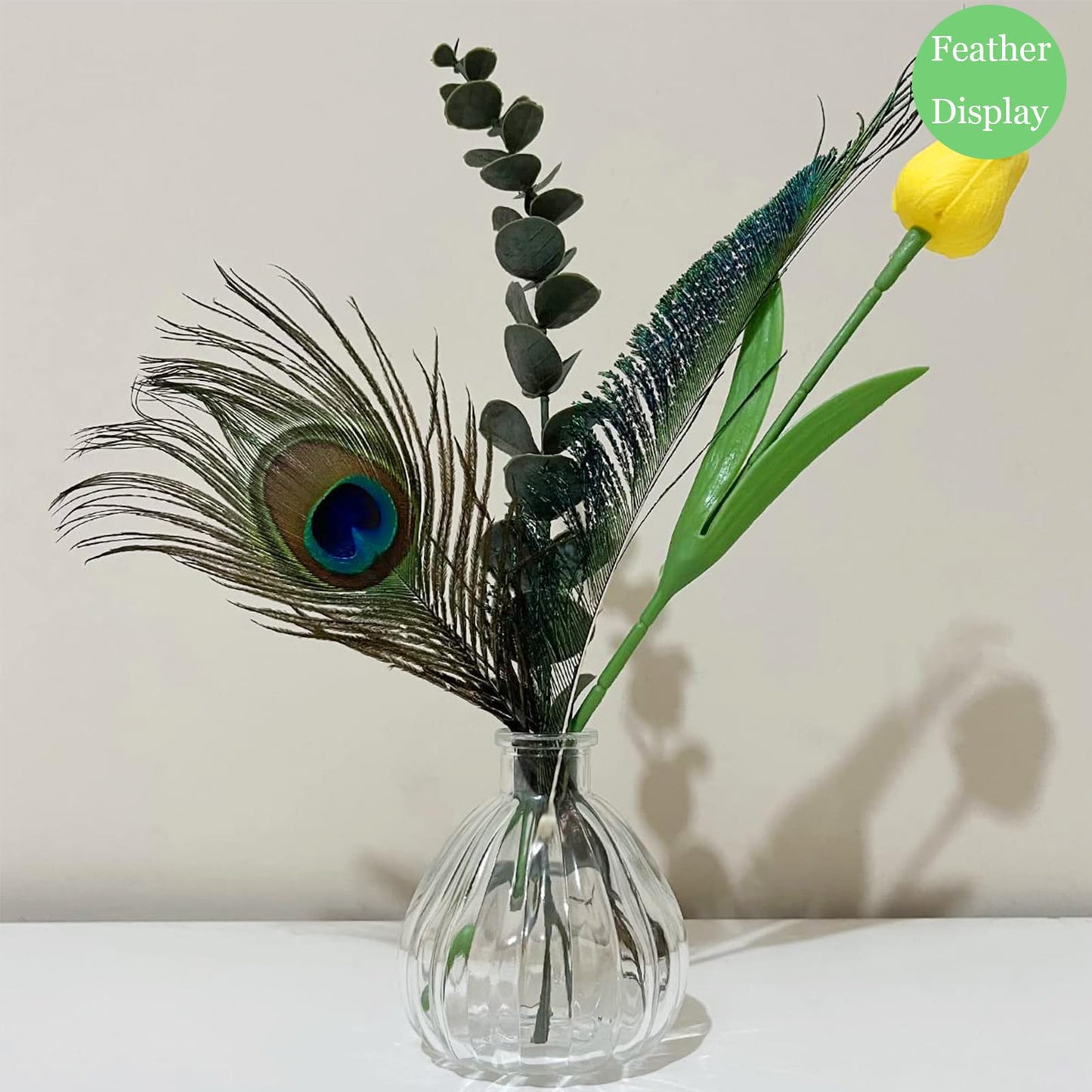 50pcs Natural Peacock Sword Feathers 12-14 Inch for Home Decor Wedding Party Vase Decoration Hat Costume DIY Crafts Floral Arrangements Christmas Tree Ornaments (25 Left & 25 Right)