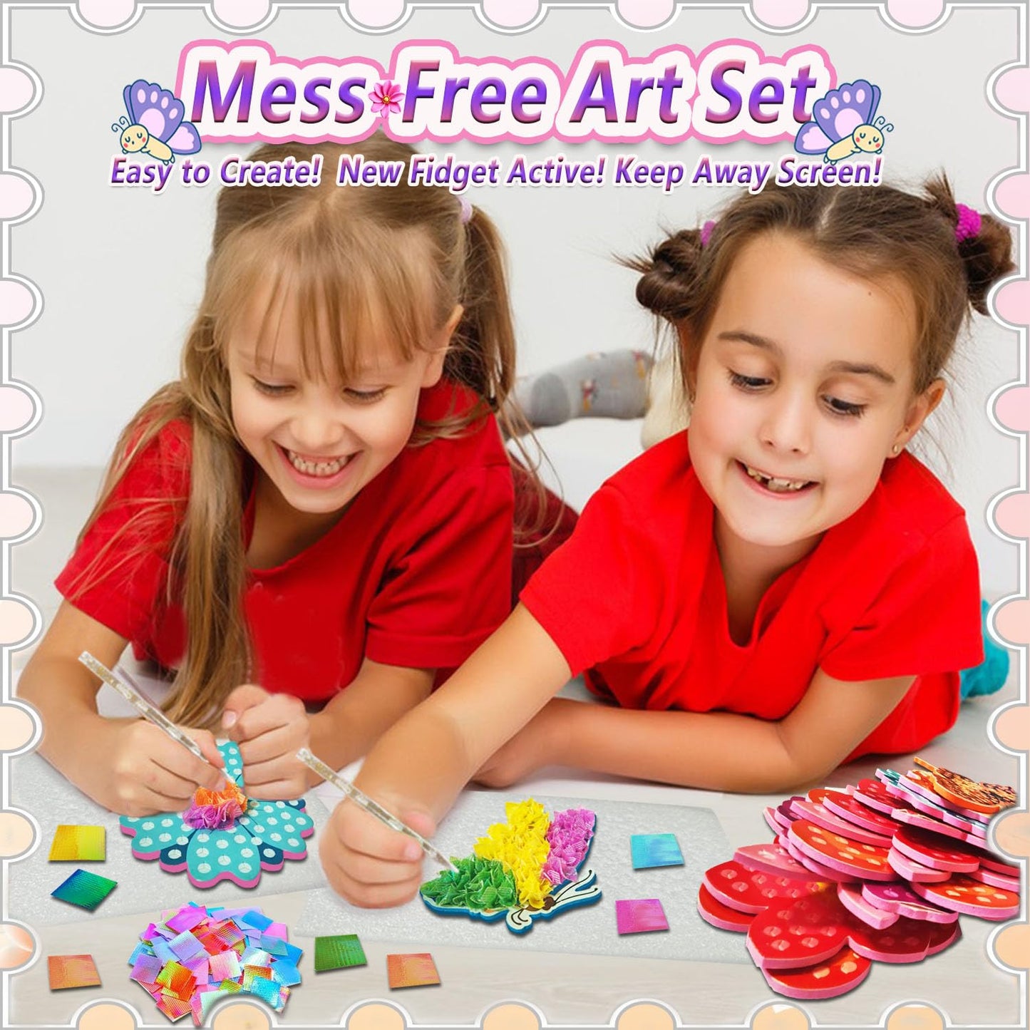 JRD&BS WINL Poke in Fun Art Kit for Kids Ages 3 up, Flower Bouquet Creative Decor Mess Free Art Set for Children Fun Activity Gifts for Boy and Girls 4-8 Year Old DIY Fabric Craft (Flower Bouquet)