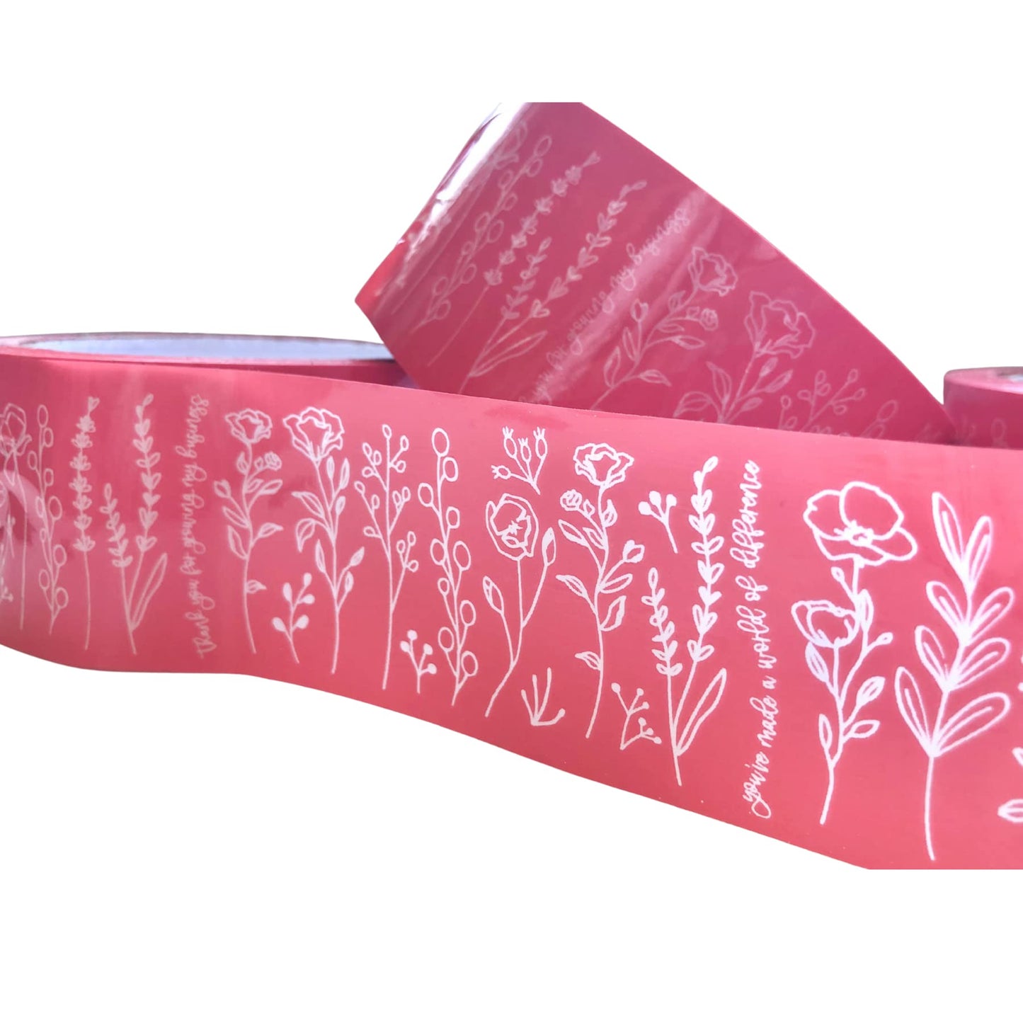 The Farming Artist Mailed It Designer Pink Floral© Small Business Packing Tape - Pretty Packaging Tape for Shipping - Set of 2-2" x 55 Yds Each, 110 Yds Total (Pink, 55 Yd 2 Rolls)