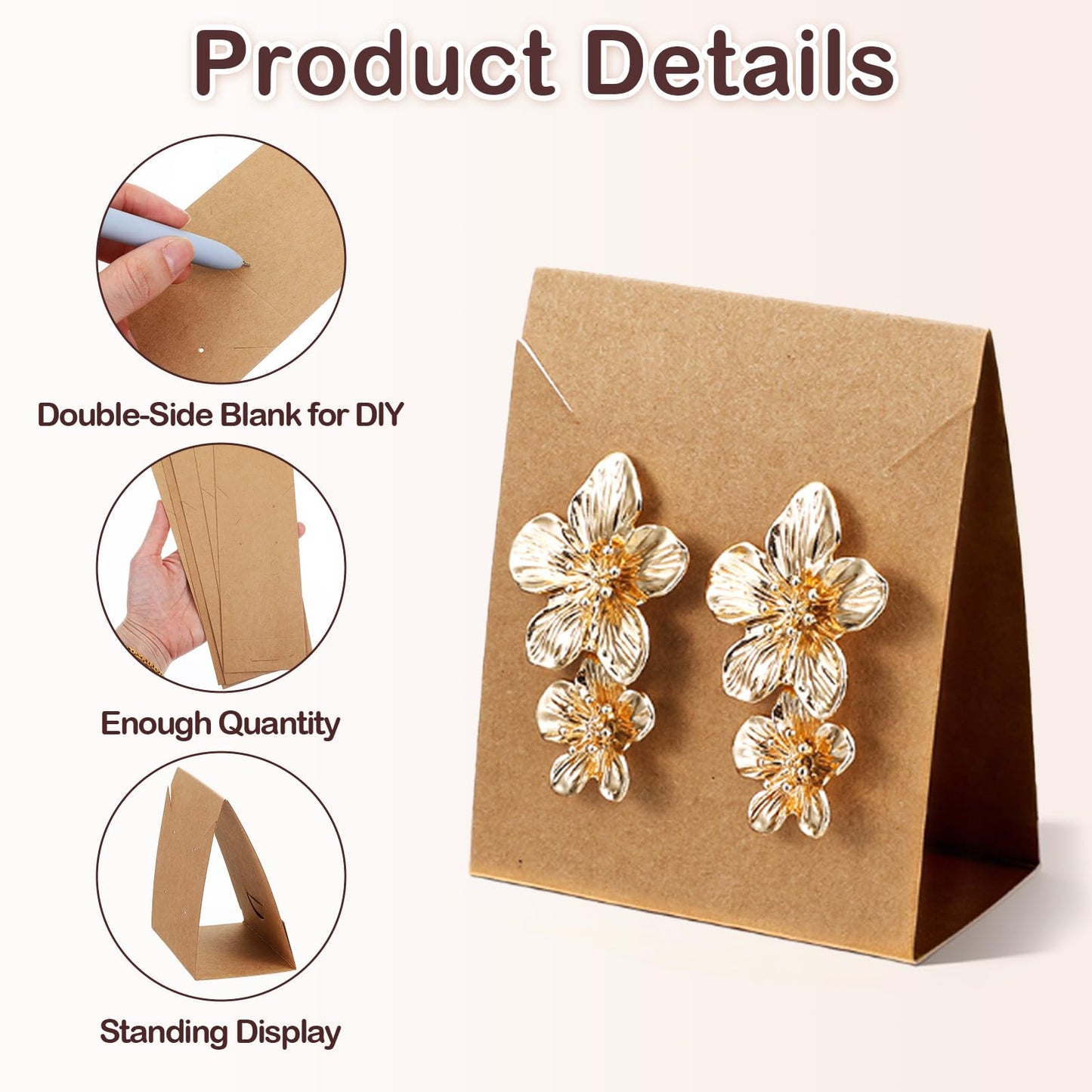 200 Pcs Standing Earring Display Cards Jewelry Display Cards Paper Hanging Earring Packaging for Small Business Jewelry Packaging Supplies Selling DIY Retail Show Photography Props