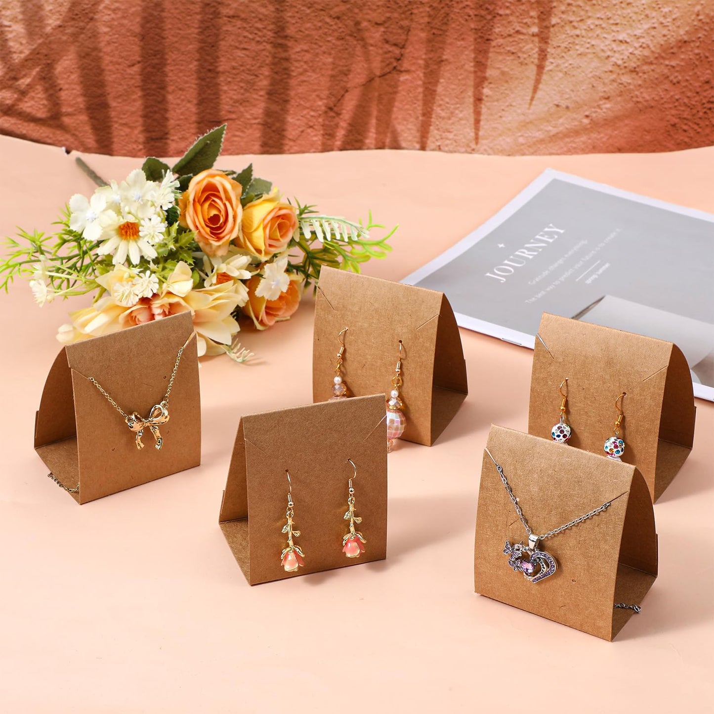 200 Pcs Standing Earring Display Cards Jewelry Display Cards Paper Hanging Earring Packaging for Small Business Jewelry Packaging Supplies Selling DIY Retail Show Photography Props