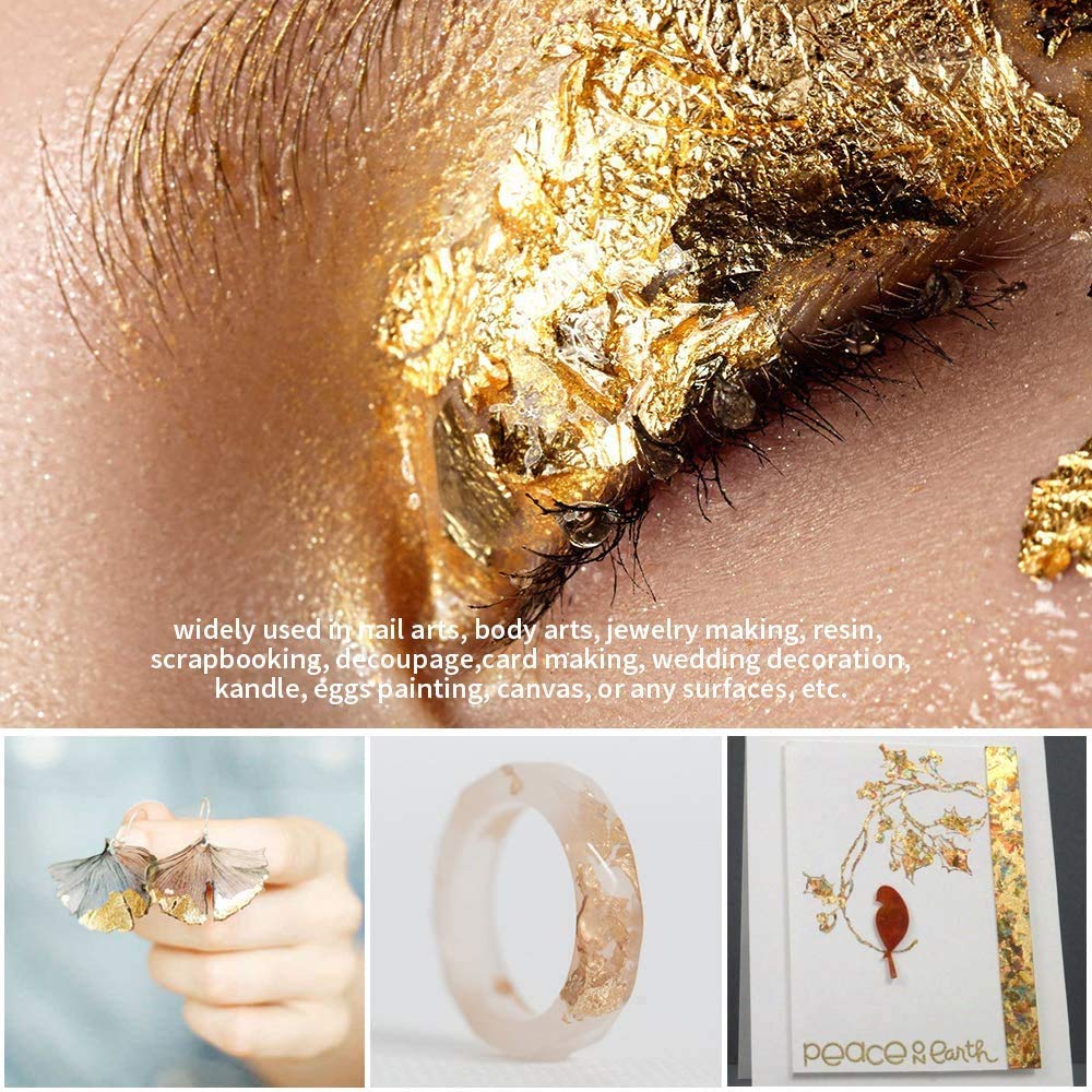 Tamicy 500 Sheets 10 Colors Metallic Gold Foil Leaf Paper - Foil Paper Slime Decorating Gilding Furniture, DIY Nails, Arts, Crafts, Paintings