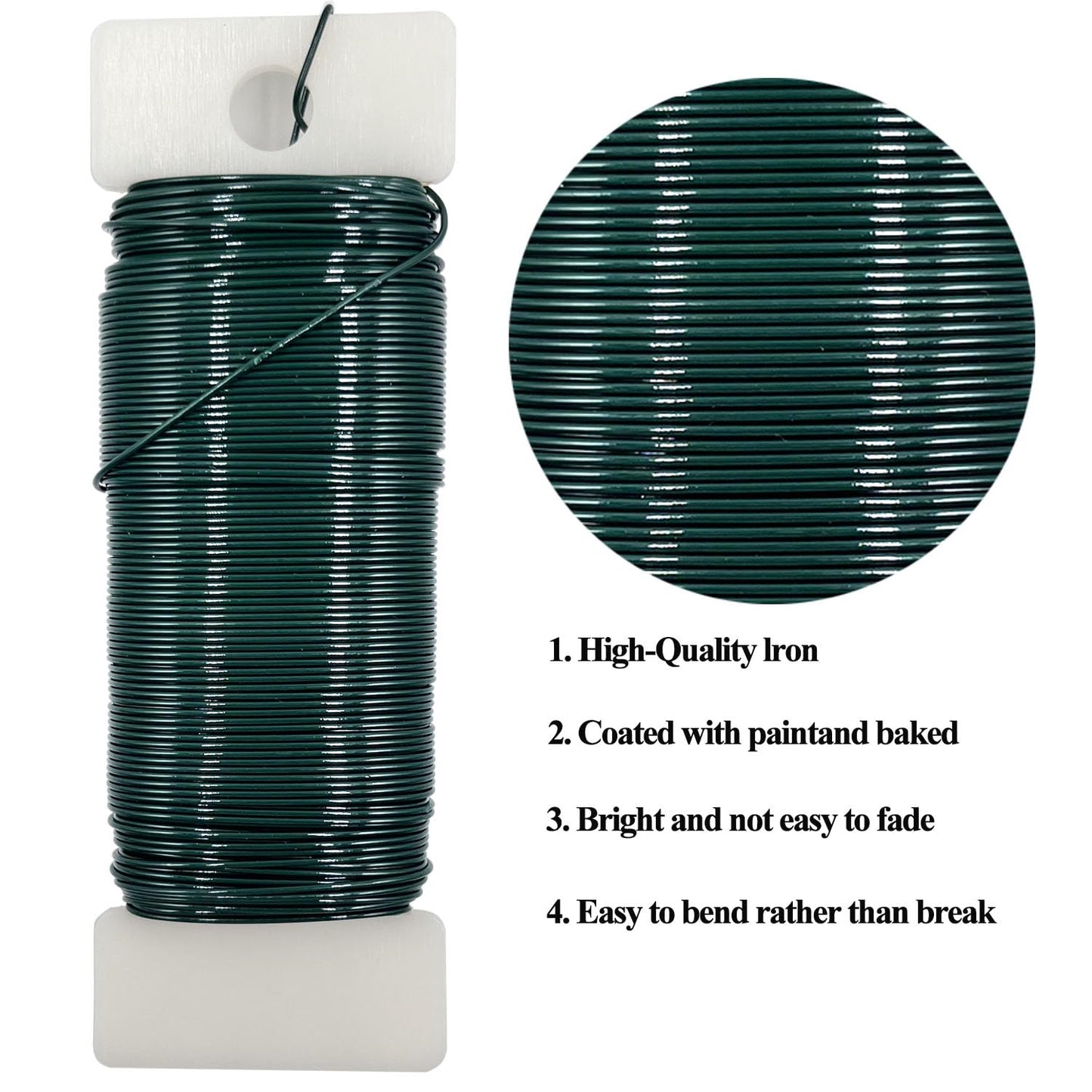 26 Gauge Green Metal Floral Wire115 Yards/105 metersfor Christmas Wreaths,Tree Decoration,Flower Arrangement,Craft Wire,Flower Wire,Garden Wires,Flowers Bouquet Accessories,Jewelry Wires DIY