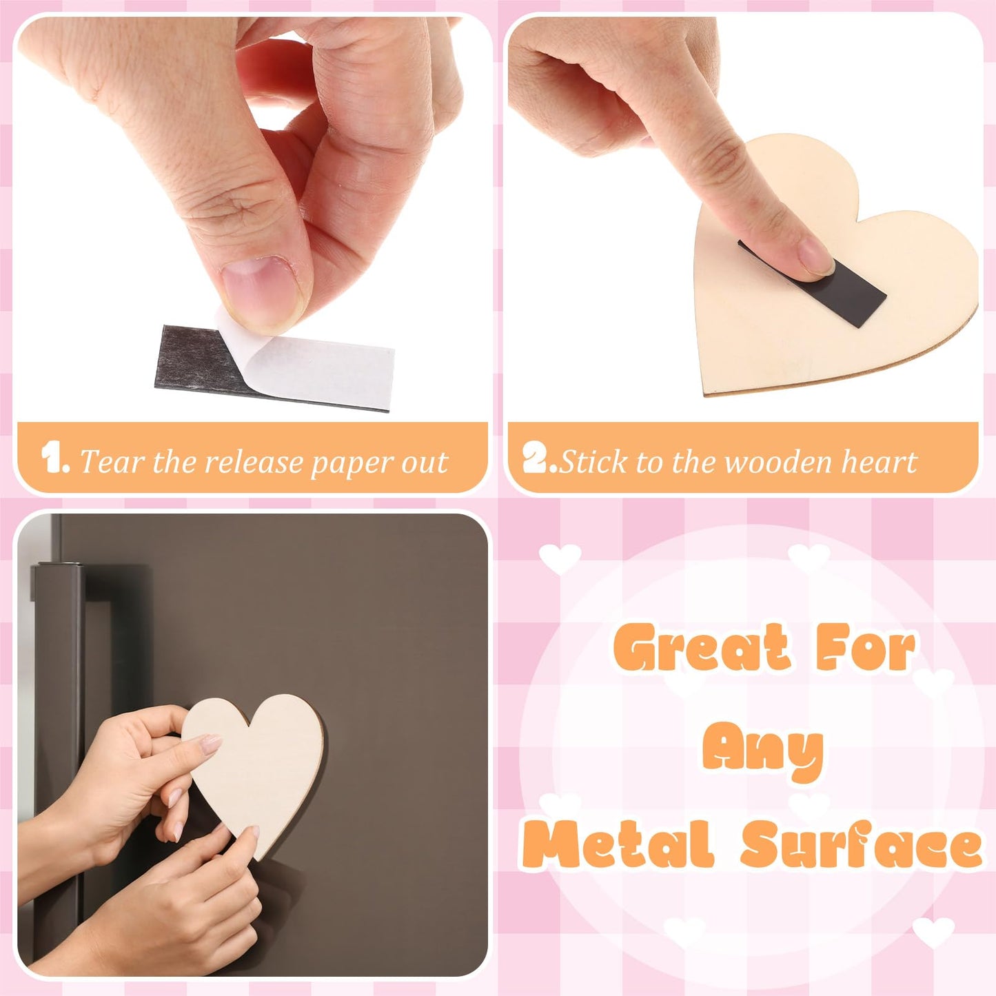 Qunclay 40 Pcs 5 inch Wooden Heart Magnets for Crafts, Unfinished Wood Hearts Bulk, DIY Fridge Magnets, for Painting, Gift, Mother's Day, Father's Day, Wedding, Home, Party Decorations