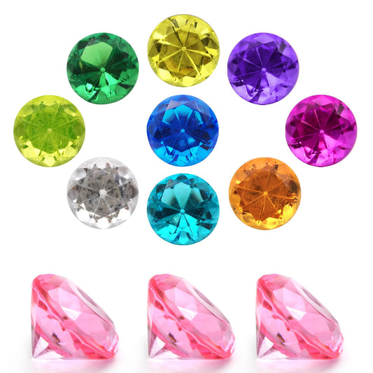 XHKDSYMC 100Pcs Clear Acrylic Diamonds 25mm Wedding Table Scatters Gemstones Confetti for Vase Fillers,Floral Decor,Bridal Shower Decorations,Home Centerpieces,Candle Display (Multicolor)