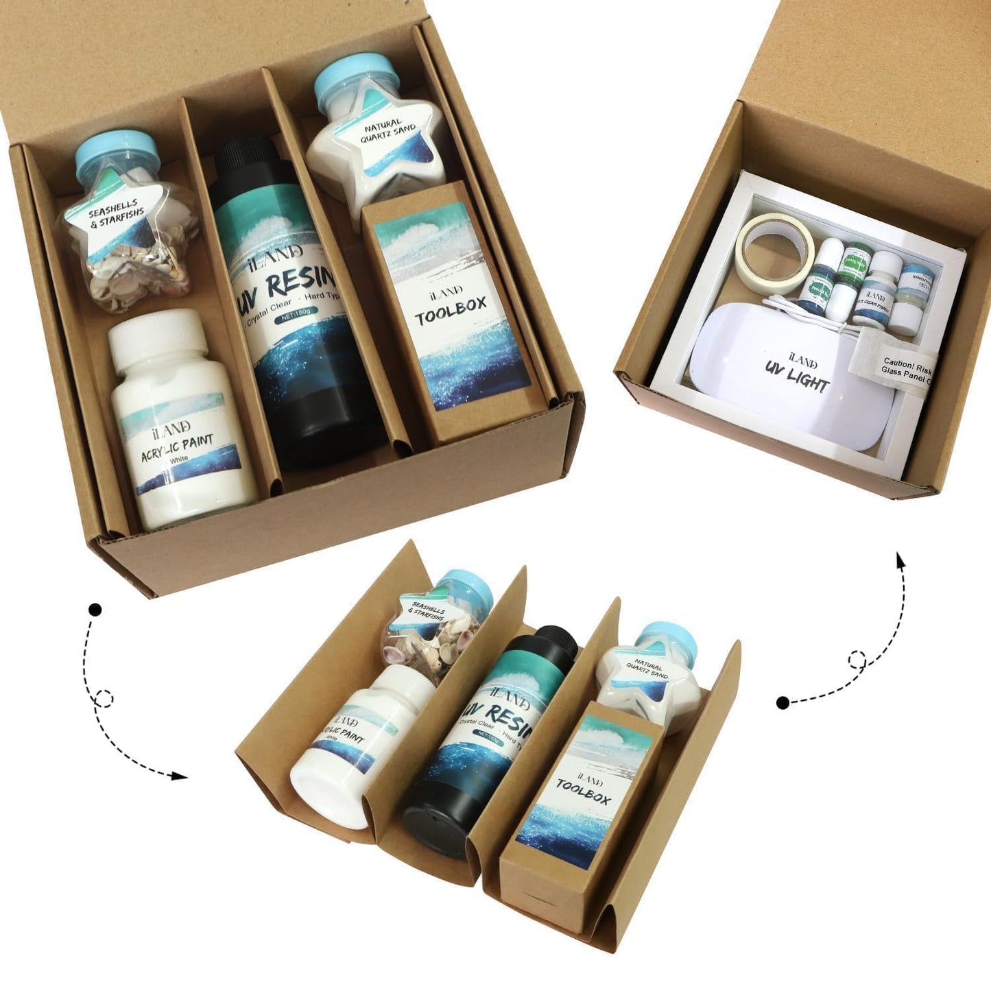 iland UV Resin Kit of Sea Crafts for Teens Creative Adults Arts and Crafts for Women Fun Beach Crafting Kit DIY Summer Costal Decor Project Set Artist Gifts for Teen Girls Fun Crafty Gifts for Mother