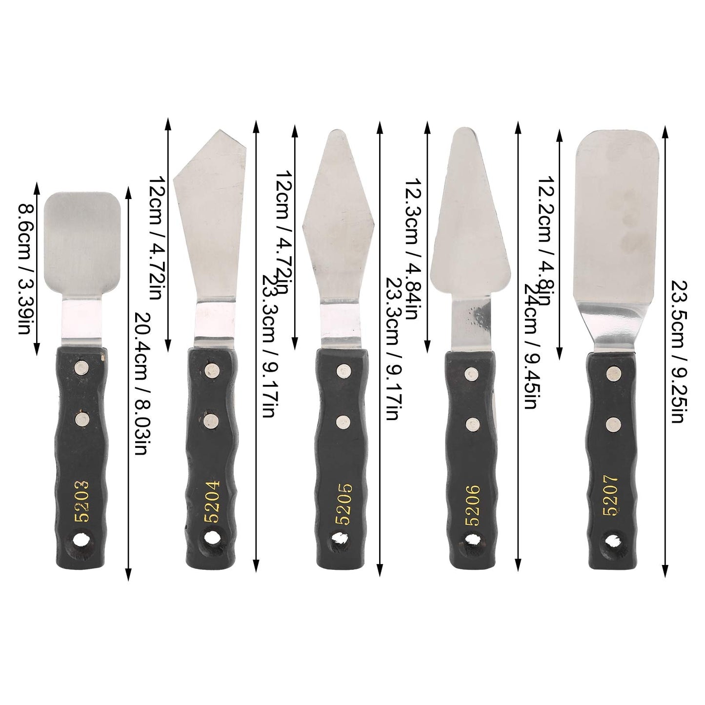 OEBUAFI 5pc Palette Knives,Stainless Steel Spatula Palette Knife set, Pallet Knife,Painting Knives,Oil Painting Accessories for Oil, Canvas, Acrylic Painting