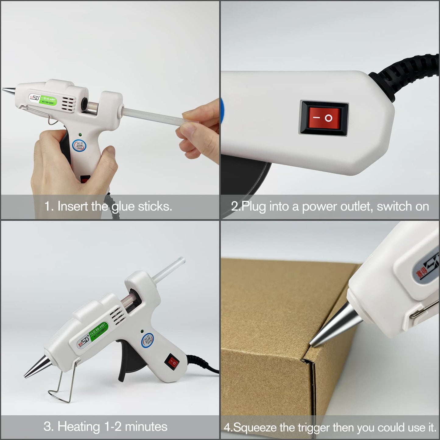 Krightlink Hot Glue Gun Kit with 120 Glue Sticks, Fast Preheating Hot Melt, High Temp for School Crafts DIY Arts and Quick Home Repairs (20w)