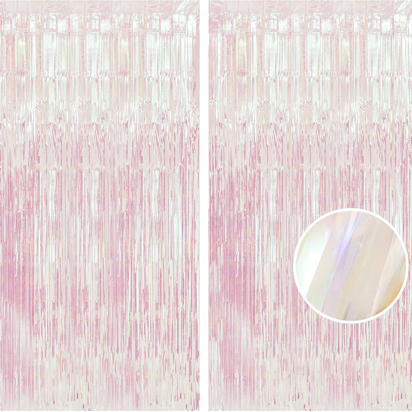 BRAVESHINE Iridescent Foil Fringe Backdrop - 2 Pack 3.2x6.5ft Holographic Tinsel Photo Booths Pros Streamer Curtains for Girl/16th Birthday/Engagement/Bridal/Anniversary/Bachelorette Party Decorations