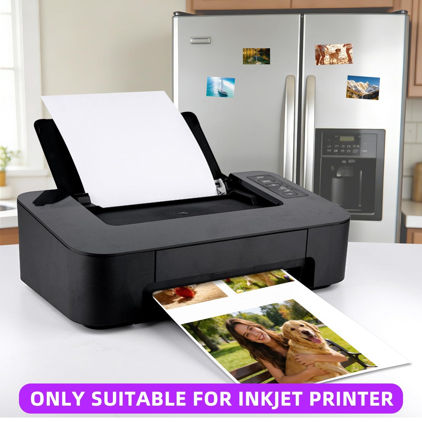 Printable Magnetic Sheets for Inkjet Printer,8.5" x 11"(Pack of 24),12 mil Thick Cuttable Flexible Non-Adhesive Backing Magnetic Printer Paper for DIY Crafts,Photos and Stickers
