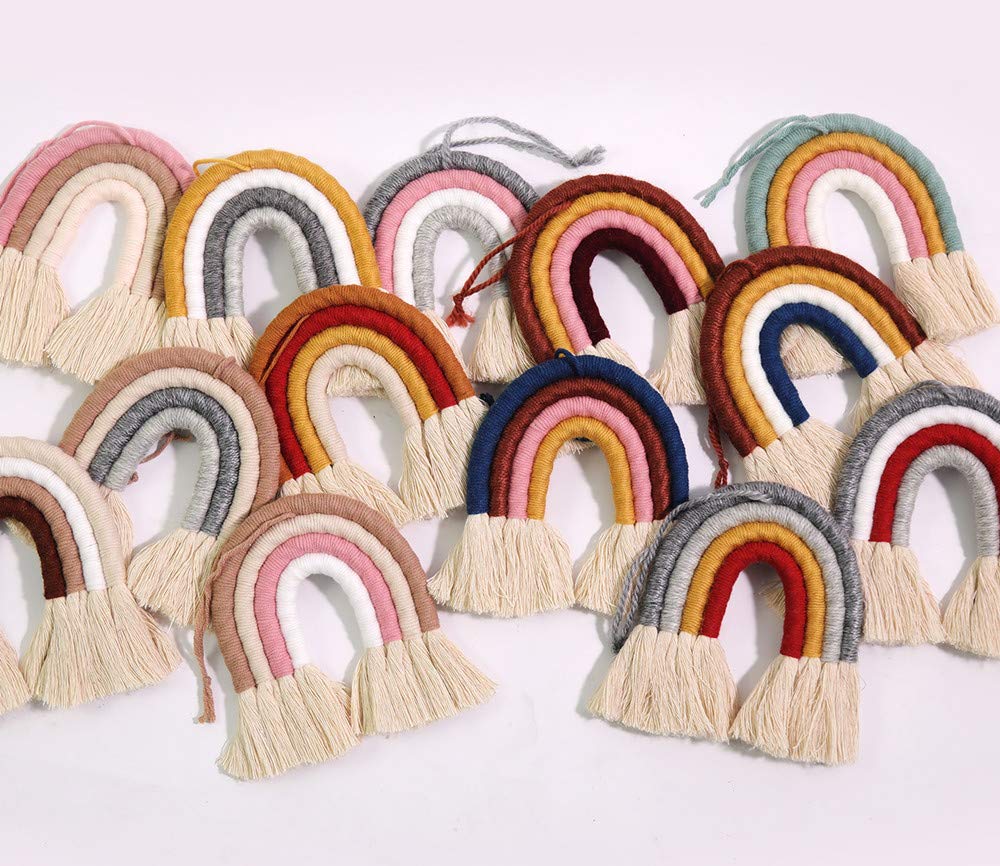 ZWA Rainbow Wall Hanging, Handmade Macrame Wall Art Decor for Nursery Kids Room Home