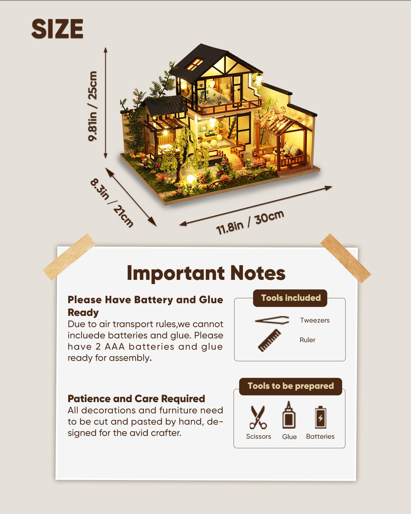 DIY Miniature House Kit, DIY Dollhouse Kit for Adults to Build, Mini House Kit with LED, Model Building Diorama Kits, Ideal Gifts for Birthday, Valentine Christmas(Janpanese House)