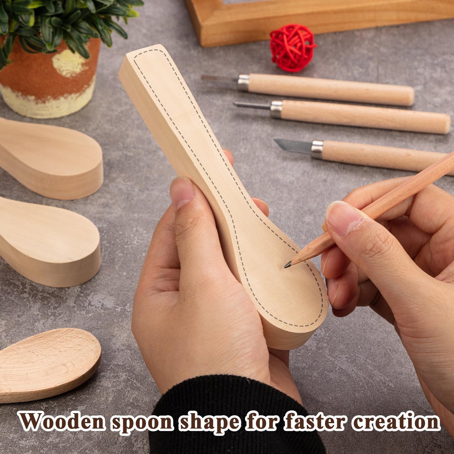 12Pcs Basswood Carving Blocks for Spoon Carving - Premium Unfinished Wood Blanks for Whittling Kit, Soft Wood for Carving, Hobby Craft Supplies for Beginners, Kids & Adults (Spoon Blank Set)