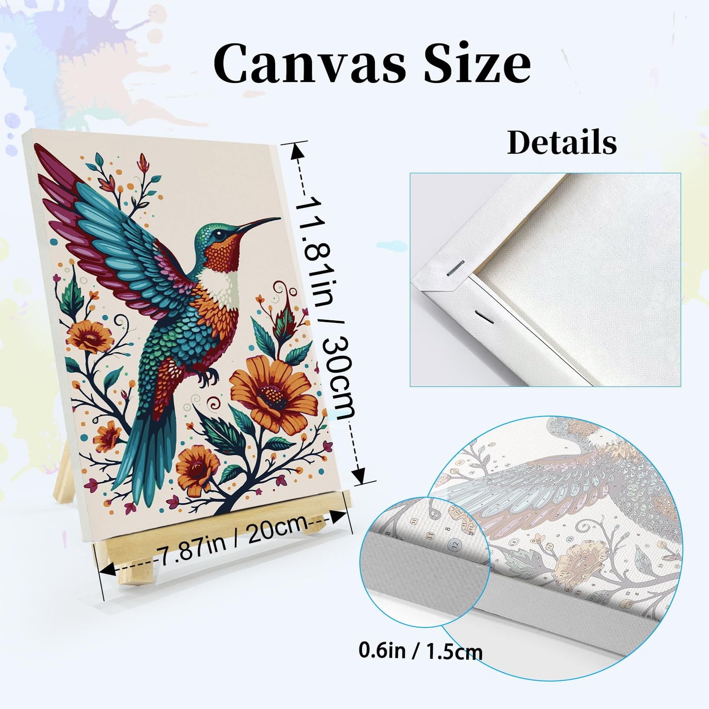 JOOZ 4 Pack Paint by Numbers Kit for Adults Framed, Hummingbird Paint by Numbers with Easel, DIY Flower Framed Adult Paint by Number Kits on Canvas, Oil Painting Kit for Home Decor 8x12 Inch