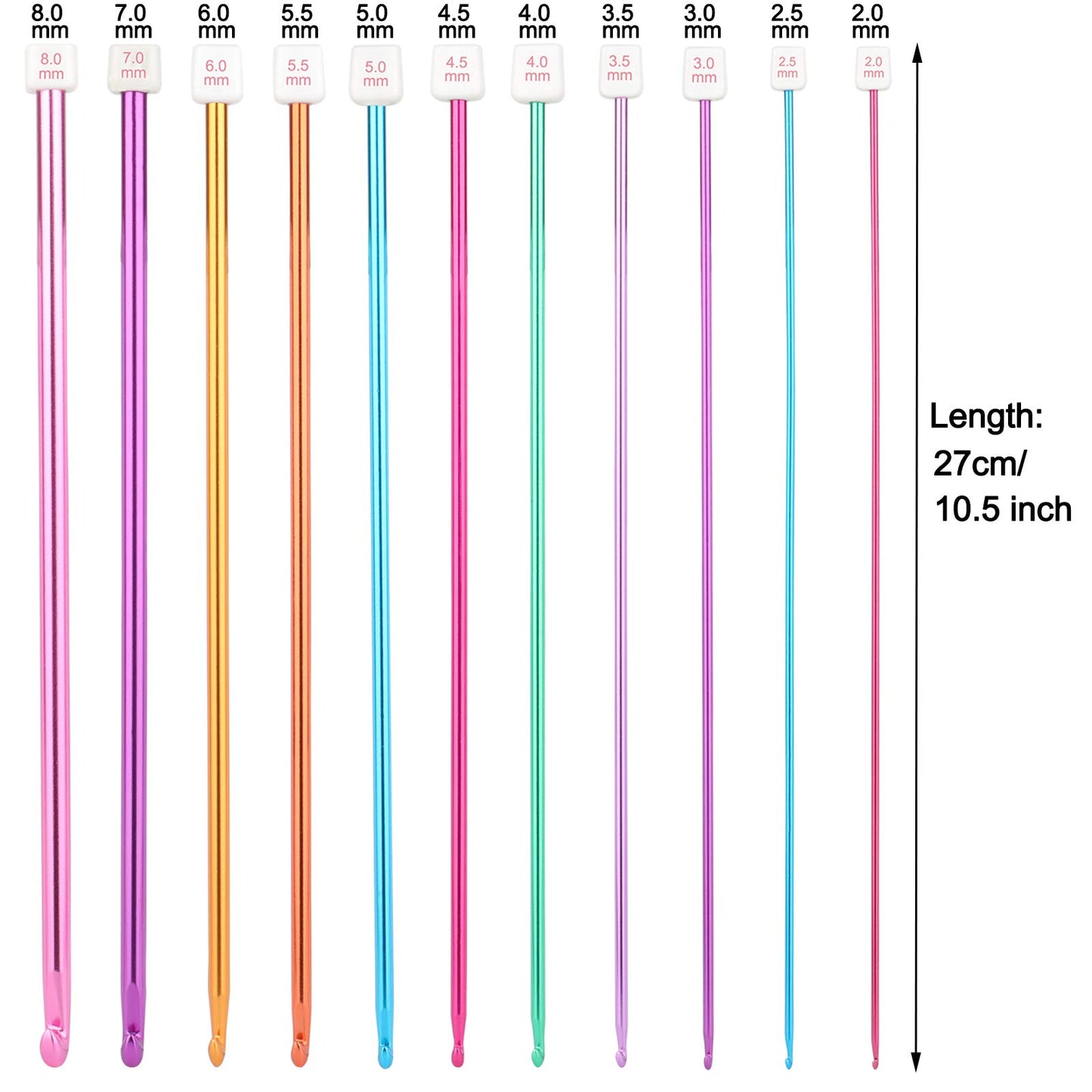 Coopay Tunisian Crochet Hooks Set with Cable, 11pcs Metal Afghan Crochet Hook 2-8mm, 120cm Bamboo Circular Tunisian Knitting Needle with Bead Carbonized 3-10mm for Blanket, Knitting & Crochet Supplies