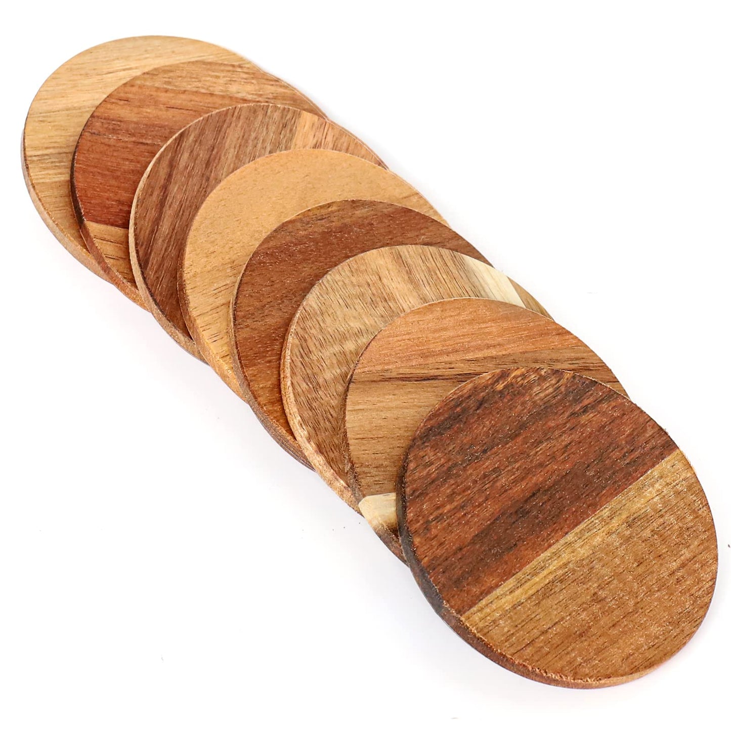 26 Pieces Unfinished Wood Coasters, 4 Inch Round Acacia Wooden Coasters for Crafts with Non-Slip Silicon Dots for DIY Stained Painting Wood Engraving Home Decoration