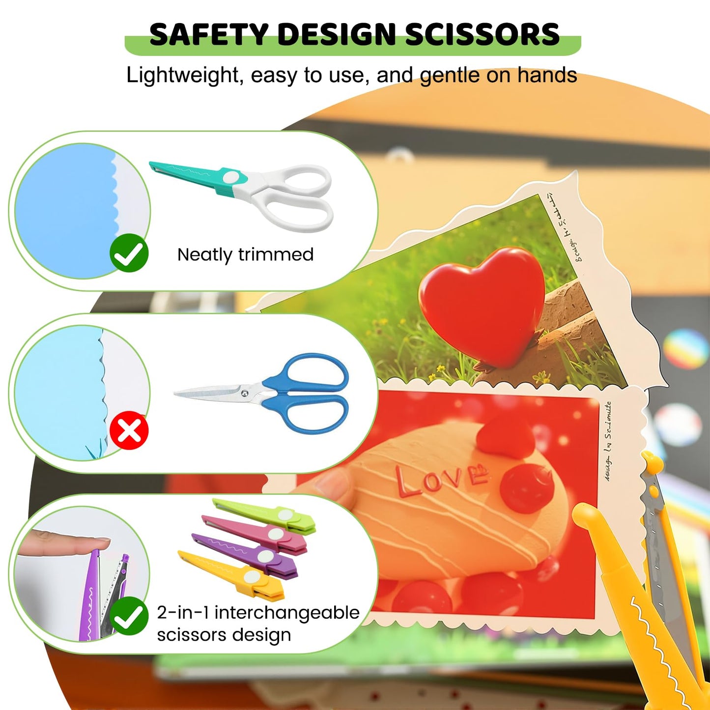 Craft Scissors Decorative Edge Set with Hole Punch Shapes Paper Punches, Crafting, Kids DIY Shape with Star/Butterfly/Heart/Leaf/Flower Cutters, Ideal for Journaling Handmade Art - Purple Carry Case