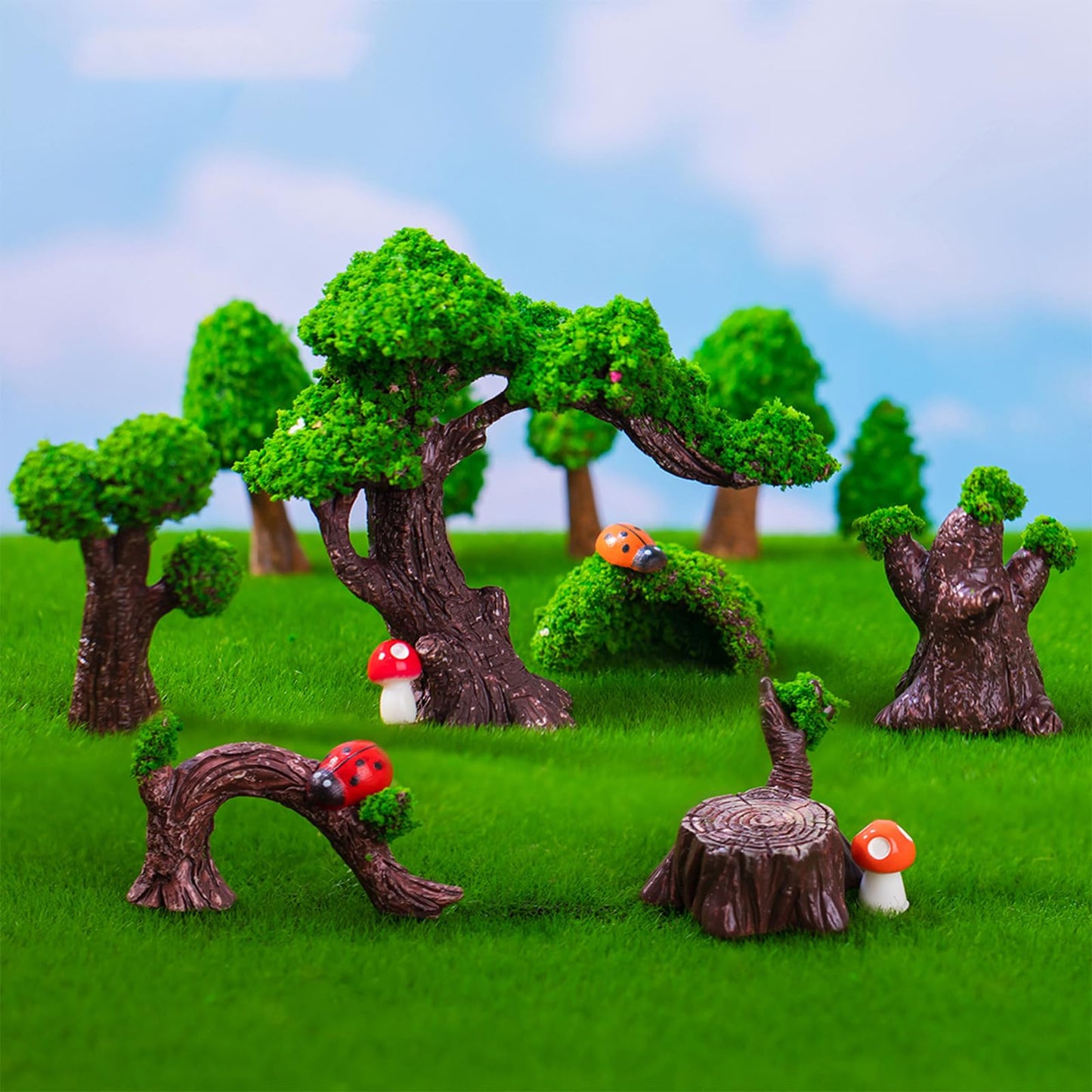 Woohome 66 PCS Miniatures Fairy Garden Accessories Outdoor, Mini Garden Kit, Micro Landscape Miniature Figurines for DIY Micro Landscape Ornaments