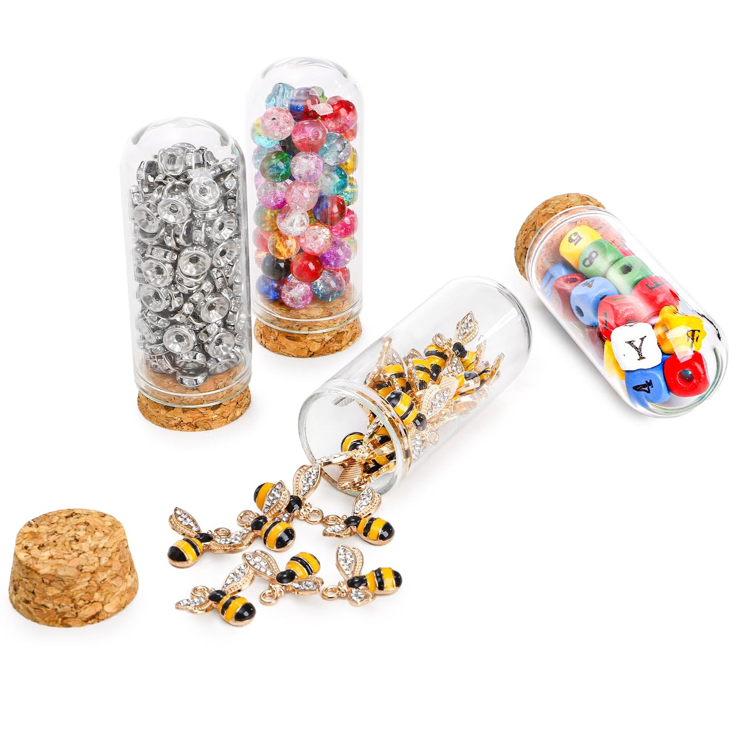 Mezchi 50 Pack 40 ml Glass Cloche Dome, 3 Inch Small Glass Bottles with Cork Stoppers, Decoration Message Bottle Vial Cork for Candy, DIY Art Crafts, Wedding Party Favors