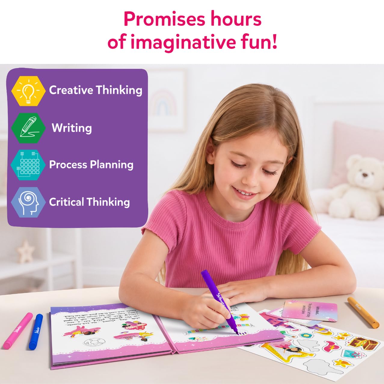 Skillmatics Storybook Art Kit - Create Fairytale Stories, DIY Craft & Writing Kit with 300+ Stickers, Scrapbooking & Journal Activity, Screen-Free Fun, Gifts for Kids Ages 5, 6, 7, 8, 9, 10