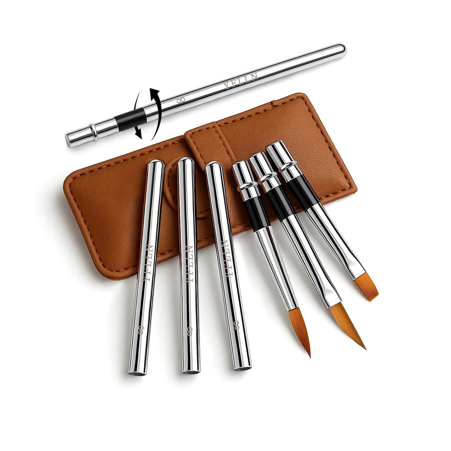 Travel Watercolor Brushes, 3pcs Watercolor Travel Brushes with Leather Pouch - Fine Point Rounds Dagger Flat for Watercolor Gouache Ink Painting