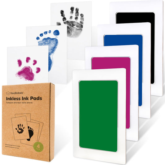 KeaBabies 4-Pack Inkless Baby Hand and Footprint Kit - Mess Free Ink Pad for Newborn Keepsake, Dog Nose & Paw Print Kit,Clean Touch Ink Pad for Baby Hand & Footprints,First Mother's Day(Holidays)