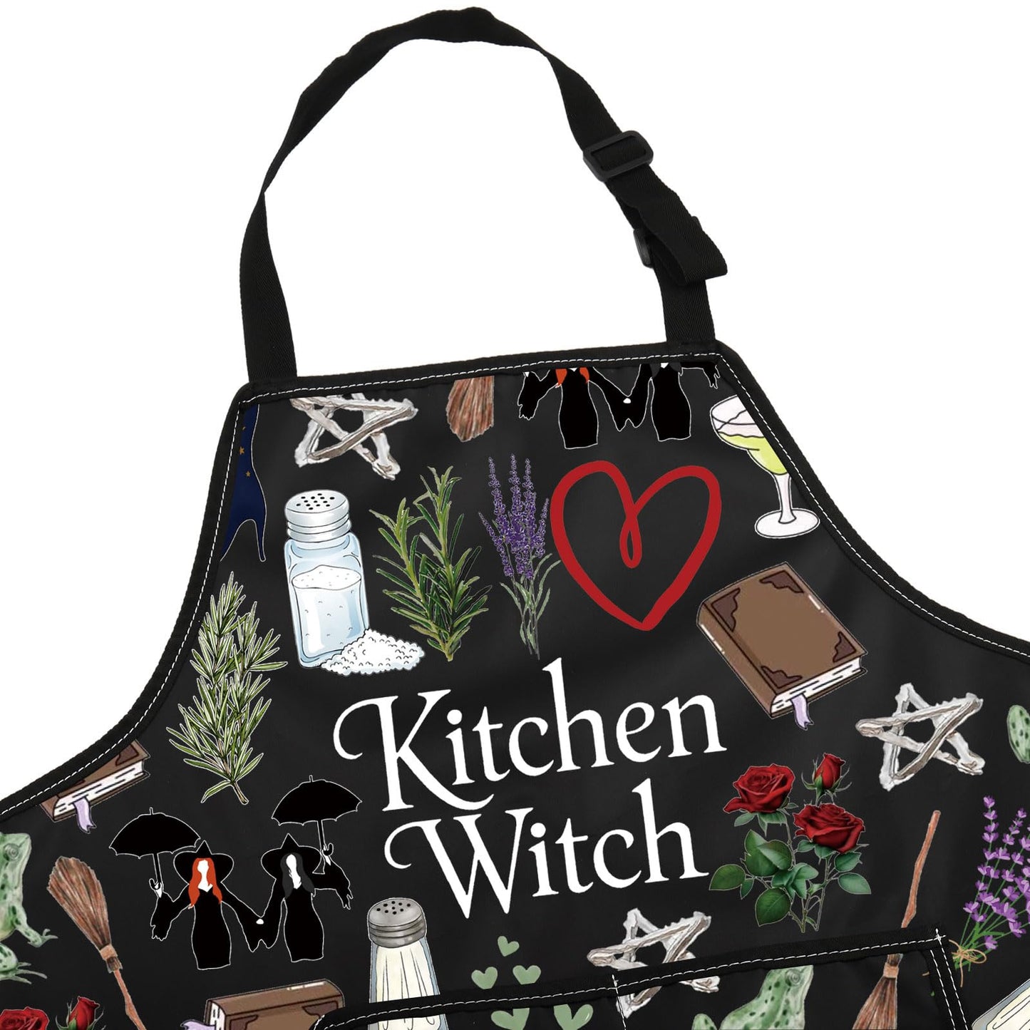 JNIAP Witches Kitchen Apron Salt Rosemary Lavender Love Gifts Magic Witchcraft Apron Witchy Gothic Gifts Witches Apron (witch ap)
