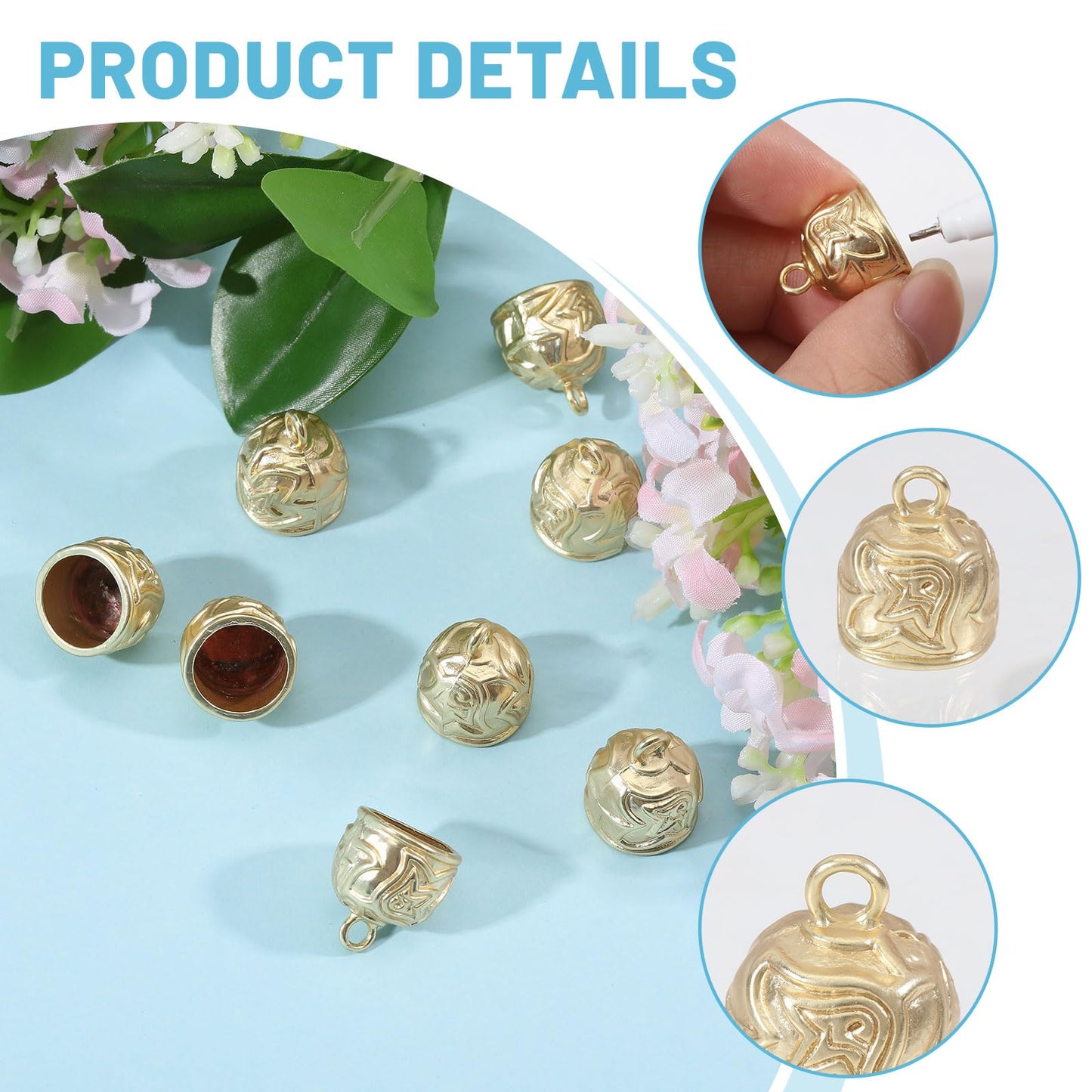 CHGCRAFT 16 Pcs Metal Cord Ends Caps Tibetan Style Alloy Cord Ends for Jewelry Makings DIY Crafts Gold