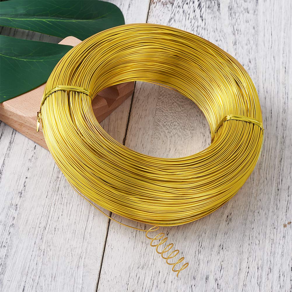 Cheriswelry 980 Feet 20 Gauge Gold Aluminum Wire Bendable Metal Craft Wire Flexible Soft Jewelry Beading Wire 0.8mm for Sculpting Armature Artistic Floral Garden Wrapping DIY Craft