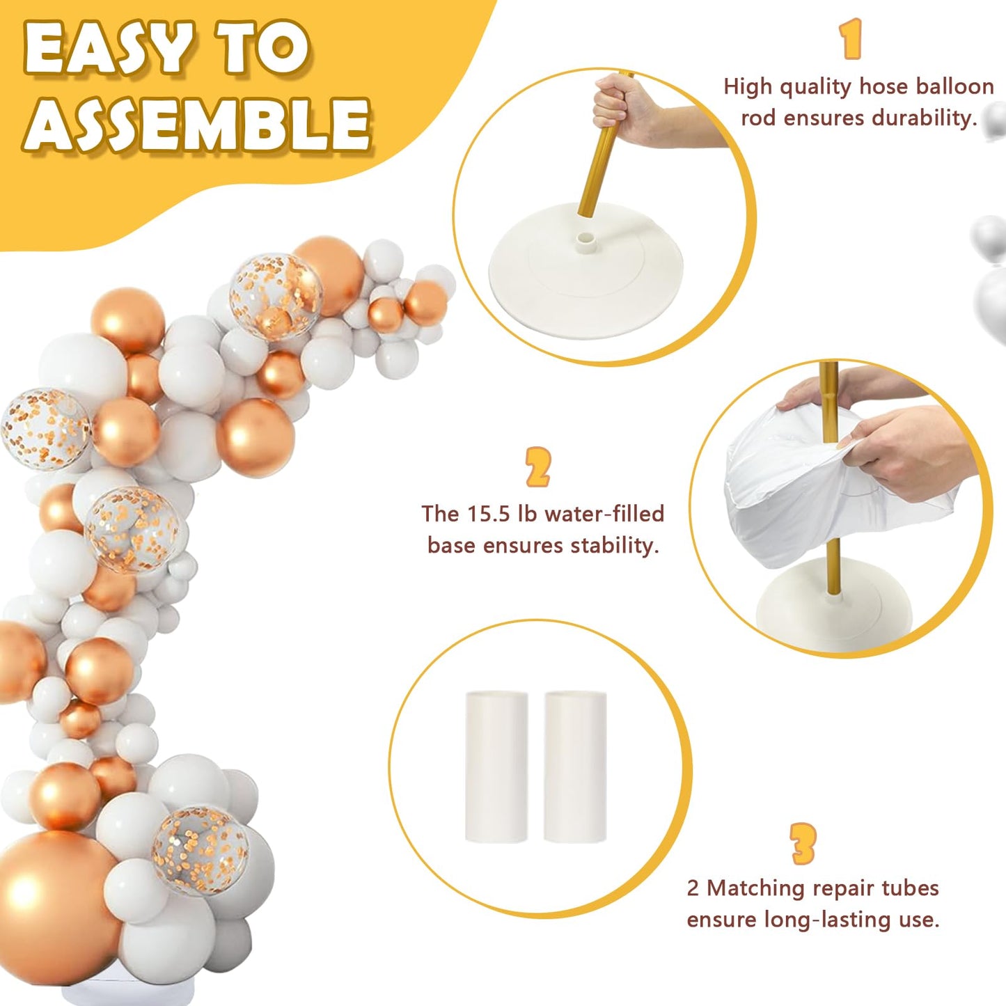 AerWo Balloon Arch Kit 9.35FT & 6FT, Free Bending Half Balloon Arch Stand with Base, Floor Gold Balloon Arch Frame Backdrop for Wedding Birthday Party Baby Shower Yard Lawn Home Christmas Decorations