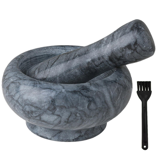 Marble Mortar and Pestle Set for Grinding Pills Spices Nuts Herbs Guacamole Stone Grinder Bowl Graceful Kitchen Tool and Exquisite Cute Ornament (Black)