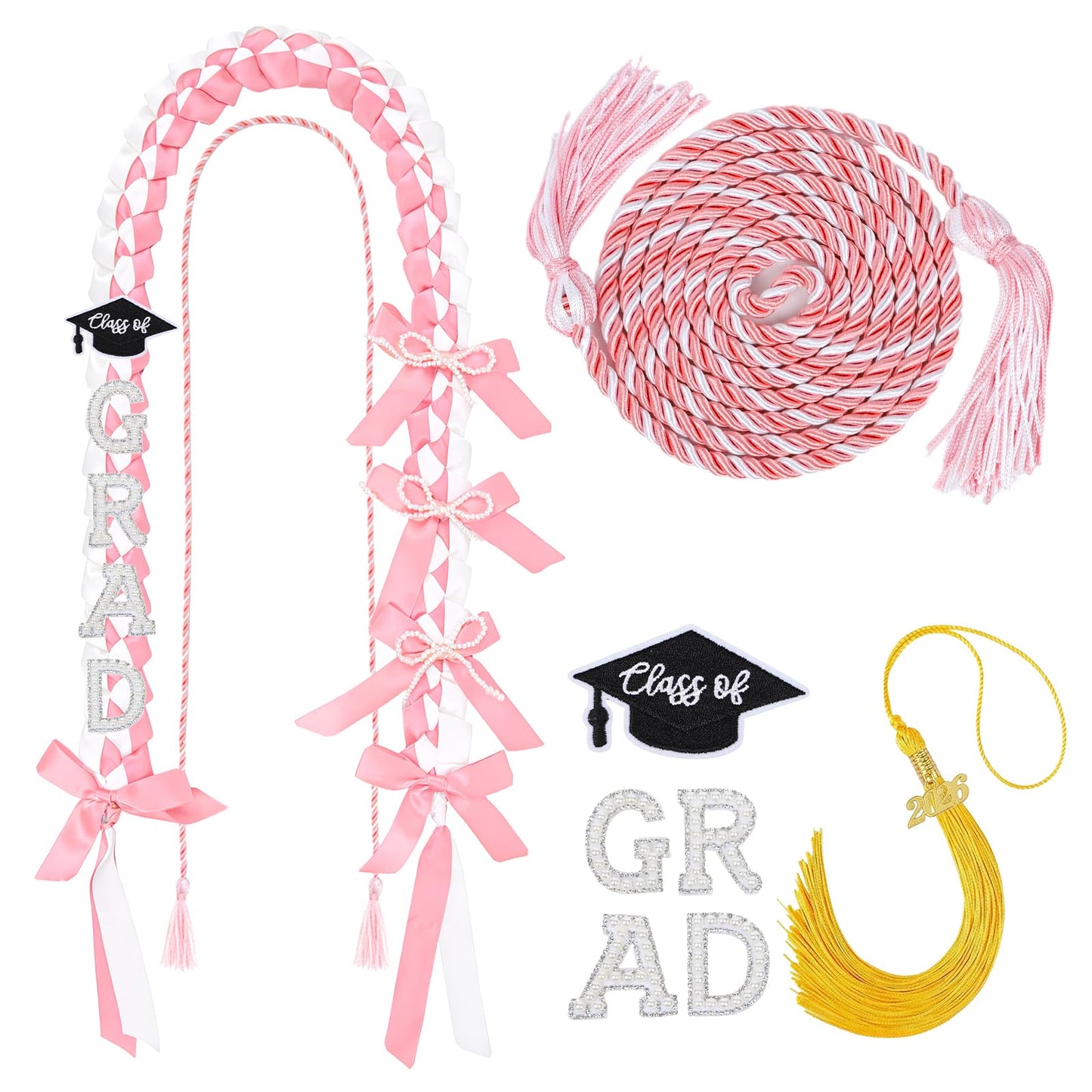 Hamdwerk Graduation Leis Class of 2026, Ribbon Leis Making kits for Graduation 2026, with Graduate Honor Cord and Tassel, DIY Braided Necklace Decorations for Graduate Gifts Party Supplies Accessories