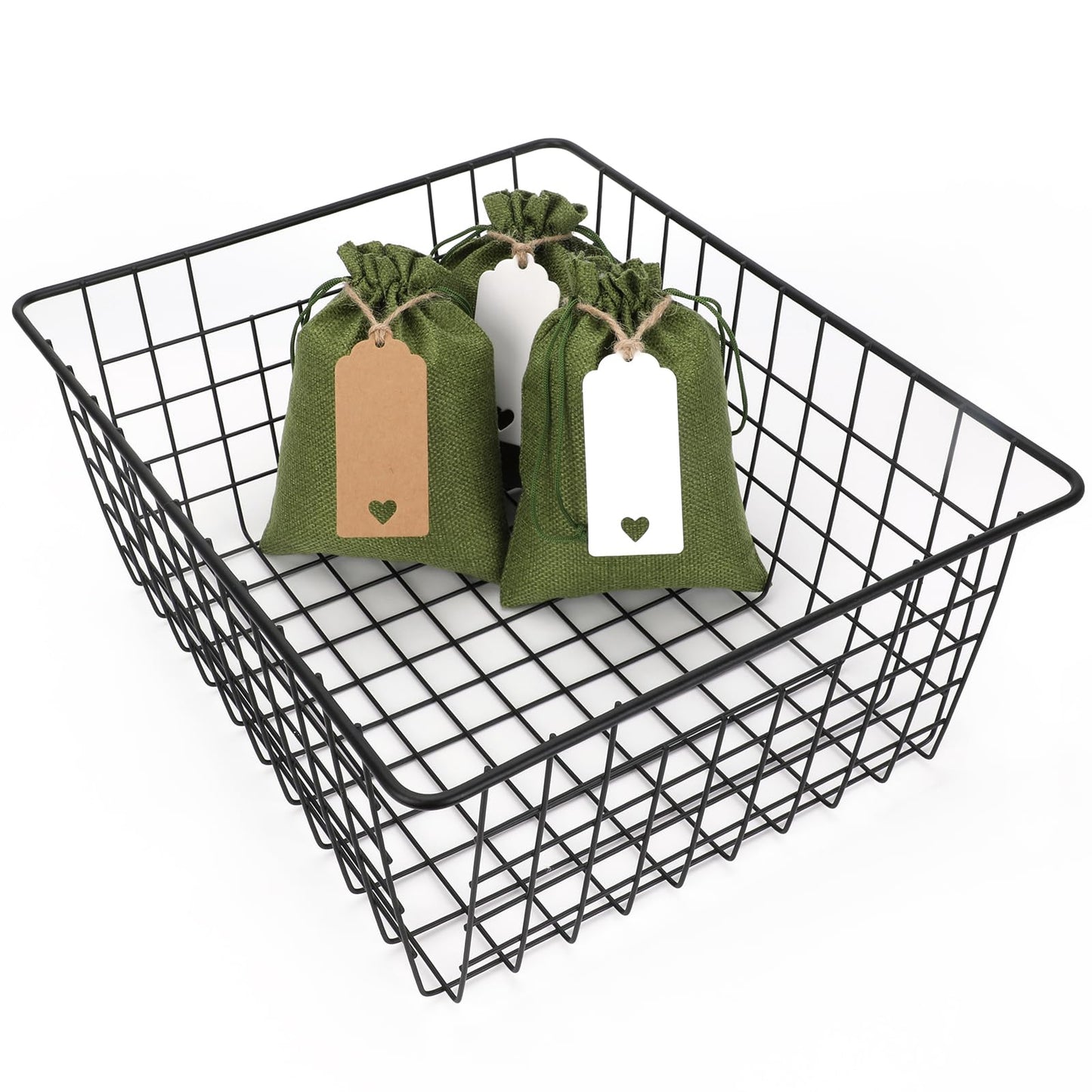 Tapleap Green Burlap Gift Bags with Drawstring - 30Pcs 5x7 Sacks for Wrapping Memorial Day Favors, DIY Craft, Body Butters, Souvenirs, For Small Business, Wedding, Customers
