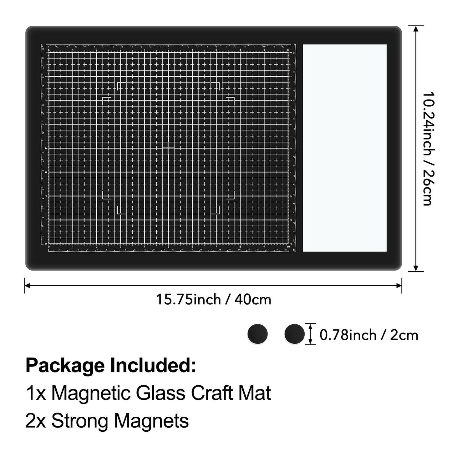 BAOFALI Magnetic Glass Craft Mat; 15.75"x10.24"Heat Resistant Glass Media Cutting Mat W/MagnetsGridlines and Measurements; for Cutting, Stamping, Mixed Media, Heat Embossing and Hot Glue Projects