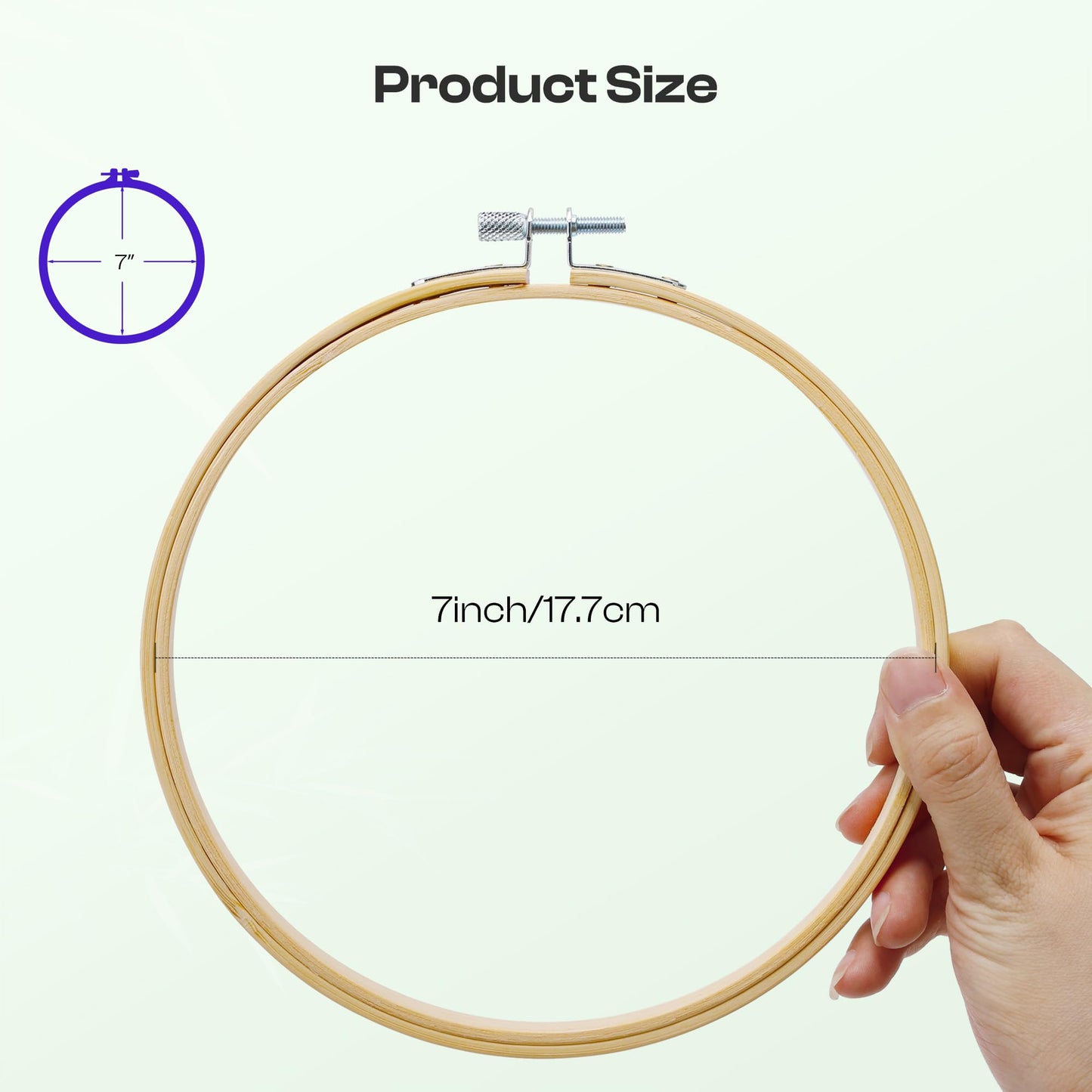 Caydo 6 Pieces 7 Inch Embroidery Hoop with Metal Screw, Round Embroidery Hoops Set, Adjustable Bamboo Cross Stitch Hoop Ring, Embroidery Frames for Art Craft Sewing, Home Ornaments