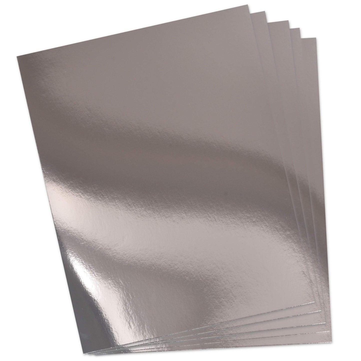 Gift Boutique 60 Pcs Metallic Silver Cardstock Paper, Foil Board Sheets, Mirror Finish Surface for Crafting Invitations & Decor, 8.5" x 11", 250gsm